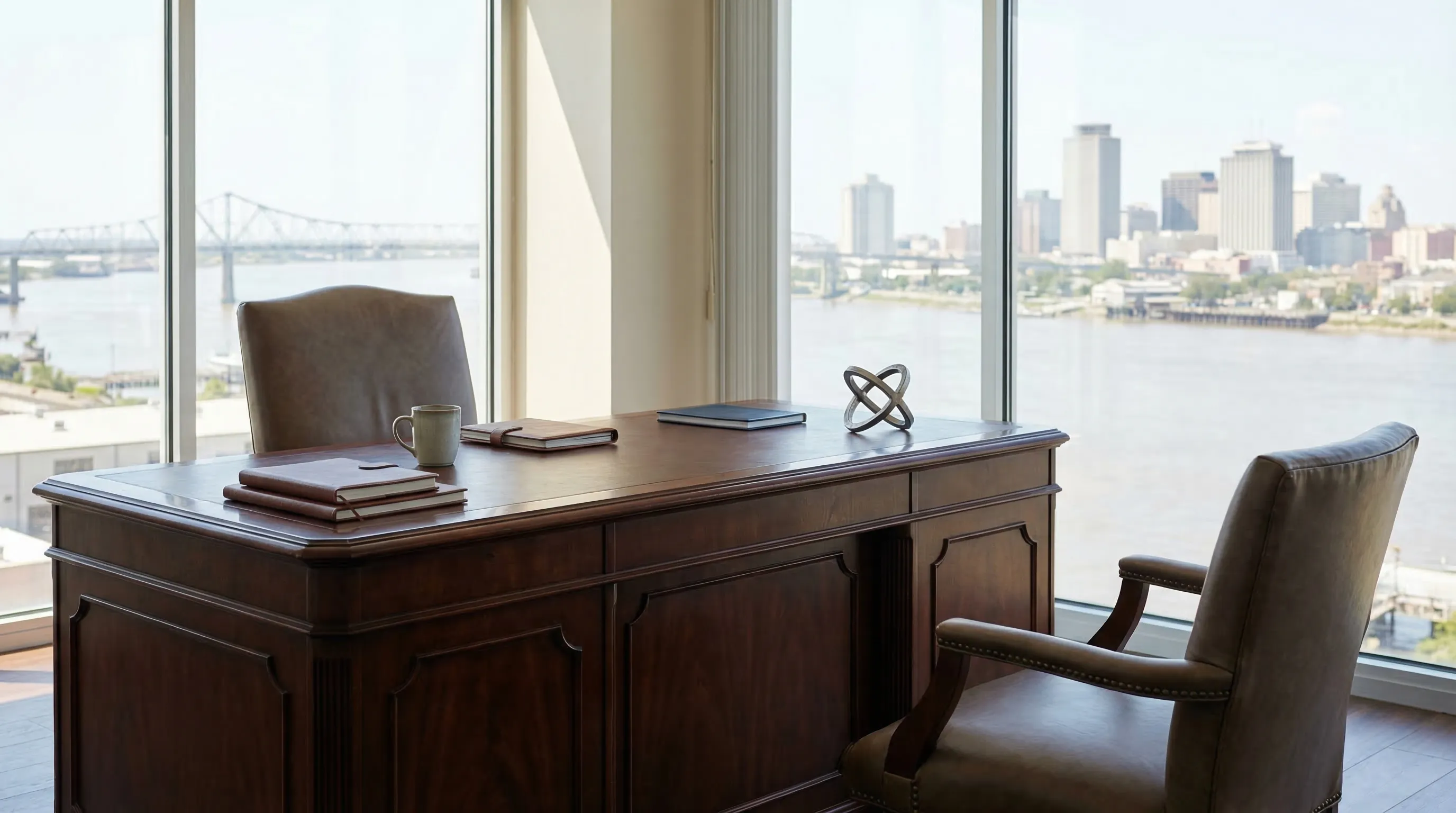Professional law office overlooking the Mississippi River and Port of New Orleans, legal PPC in New Orleans, LA