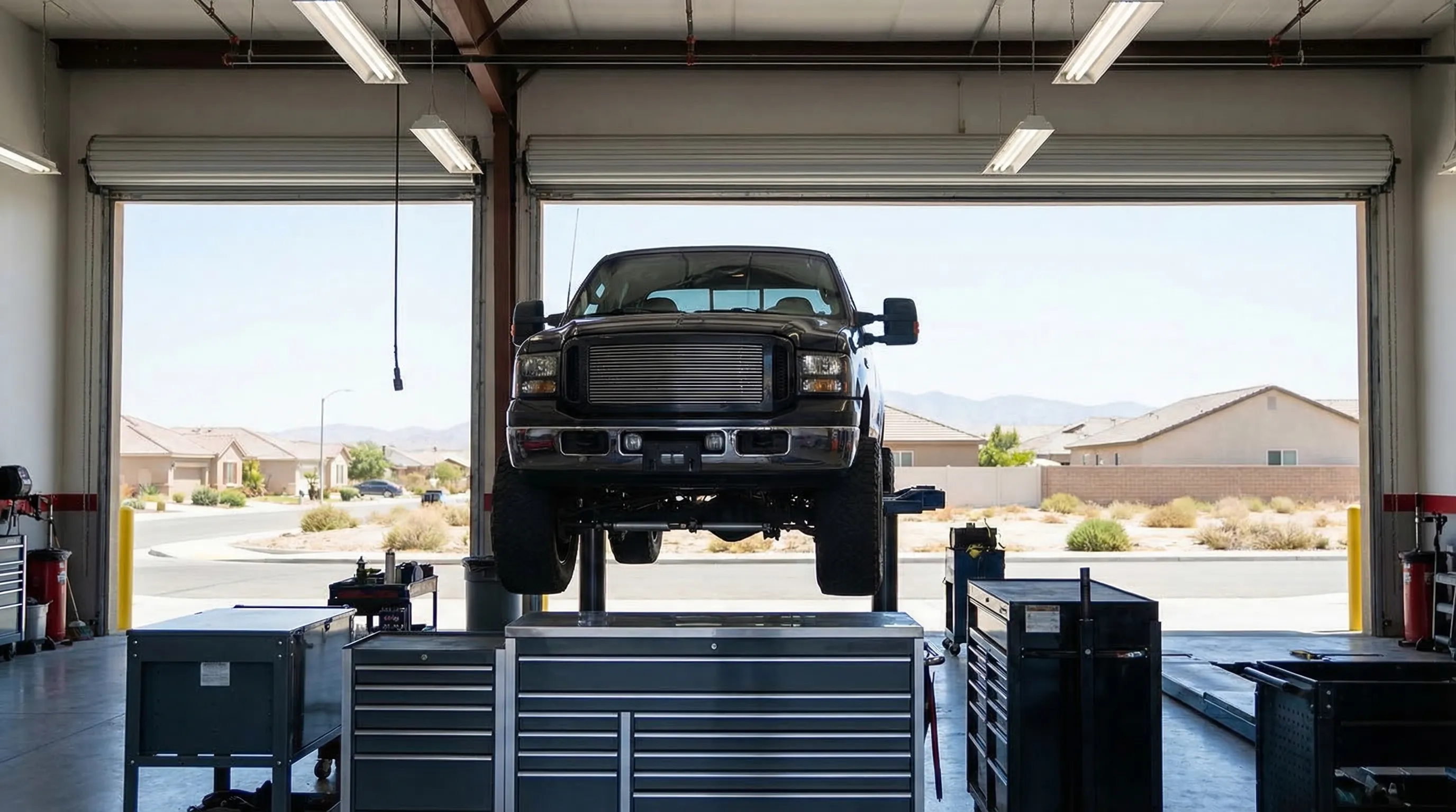 Professional auto repair shop workspace for automotive services in Bakersfield, CA
