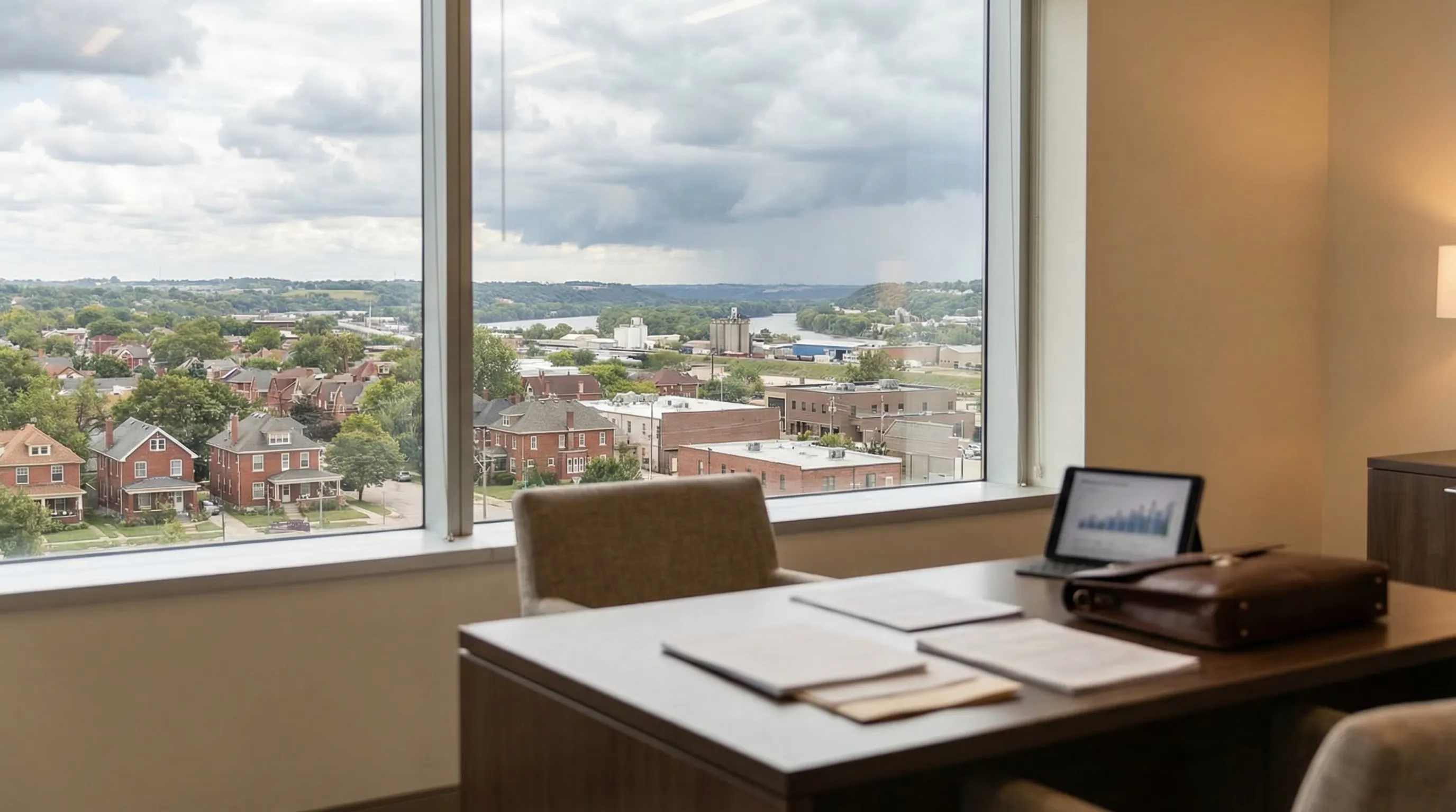 Immigration and personal injury attorney consultation with a client in a professional law office in Kansas City, KS