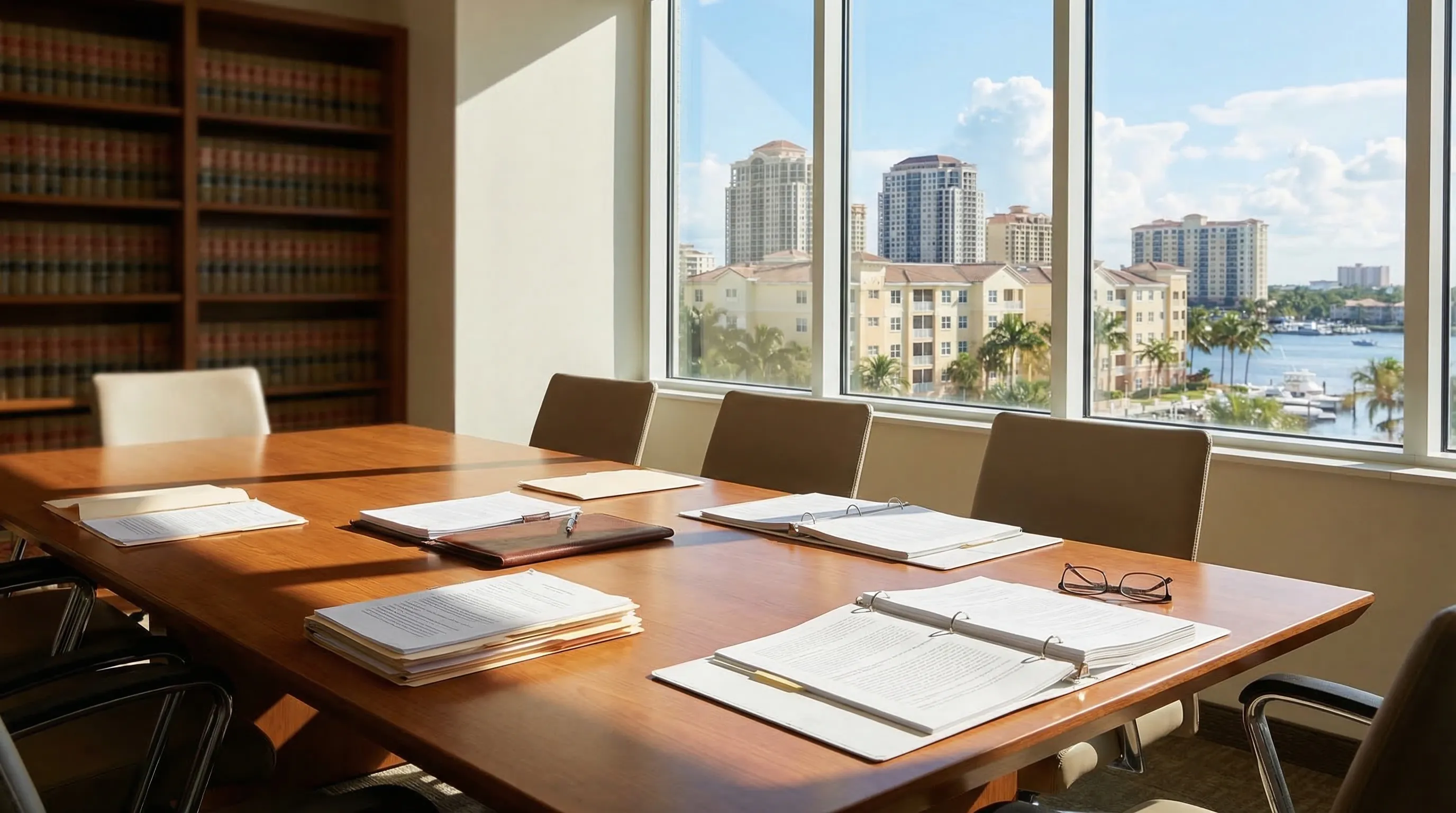 Professional law office interior with attorney and client in West Palm Beach, FL