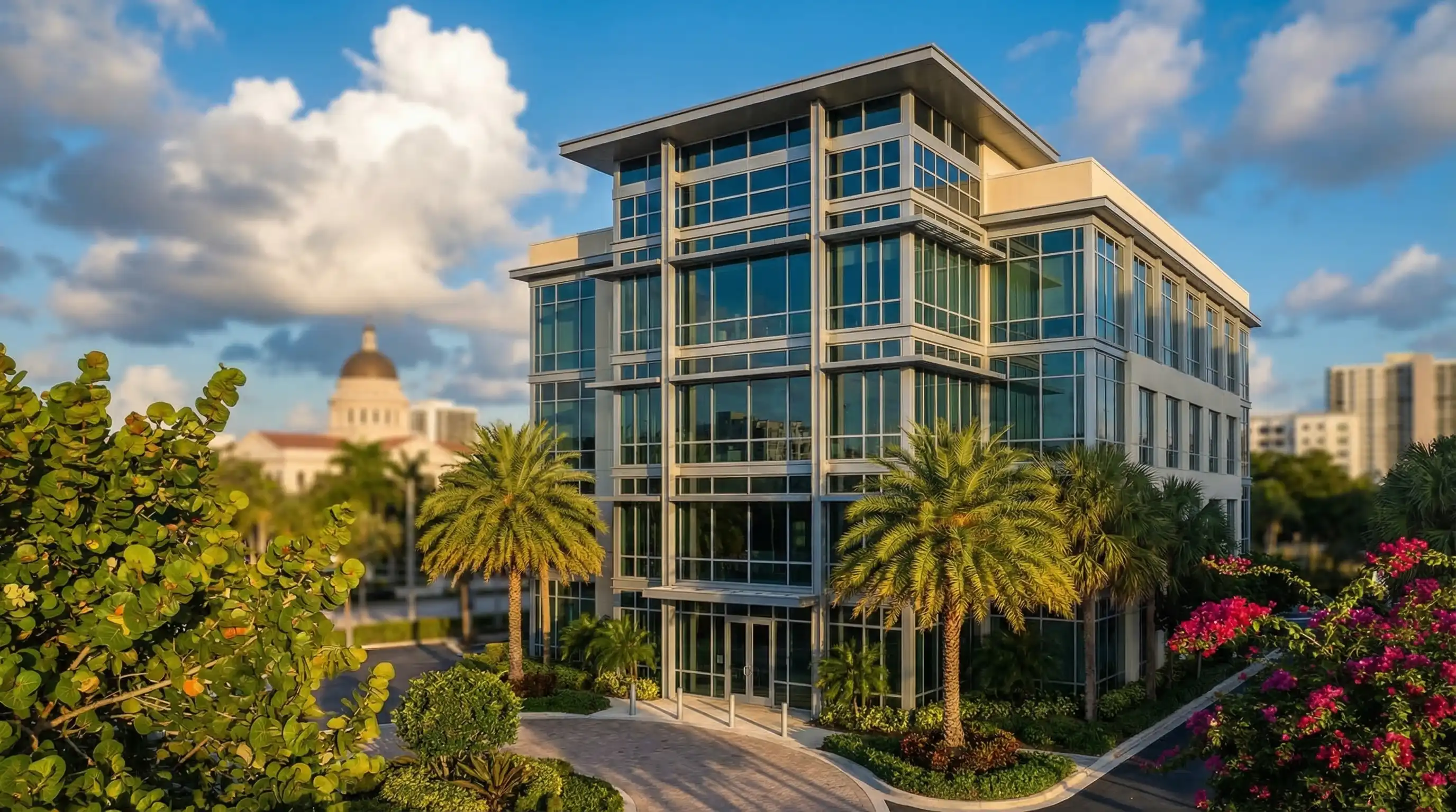 Professional attorney meeting with a client in a modern law firm office in Fort Lauderdale, FL