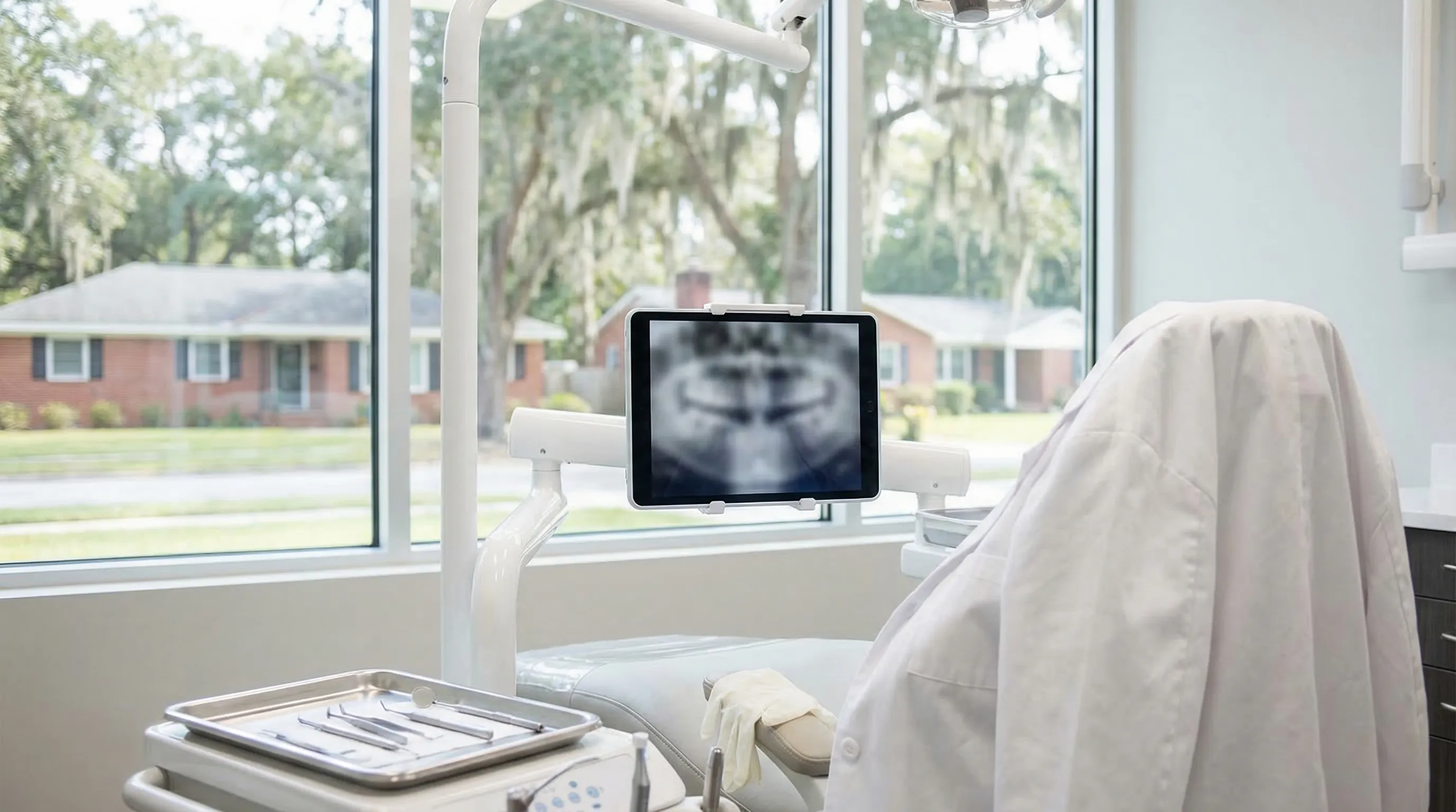 Professional dental consultation at a modern practice in Augusta, GA, with a dentist and patient reviewing a smile treatment plan