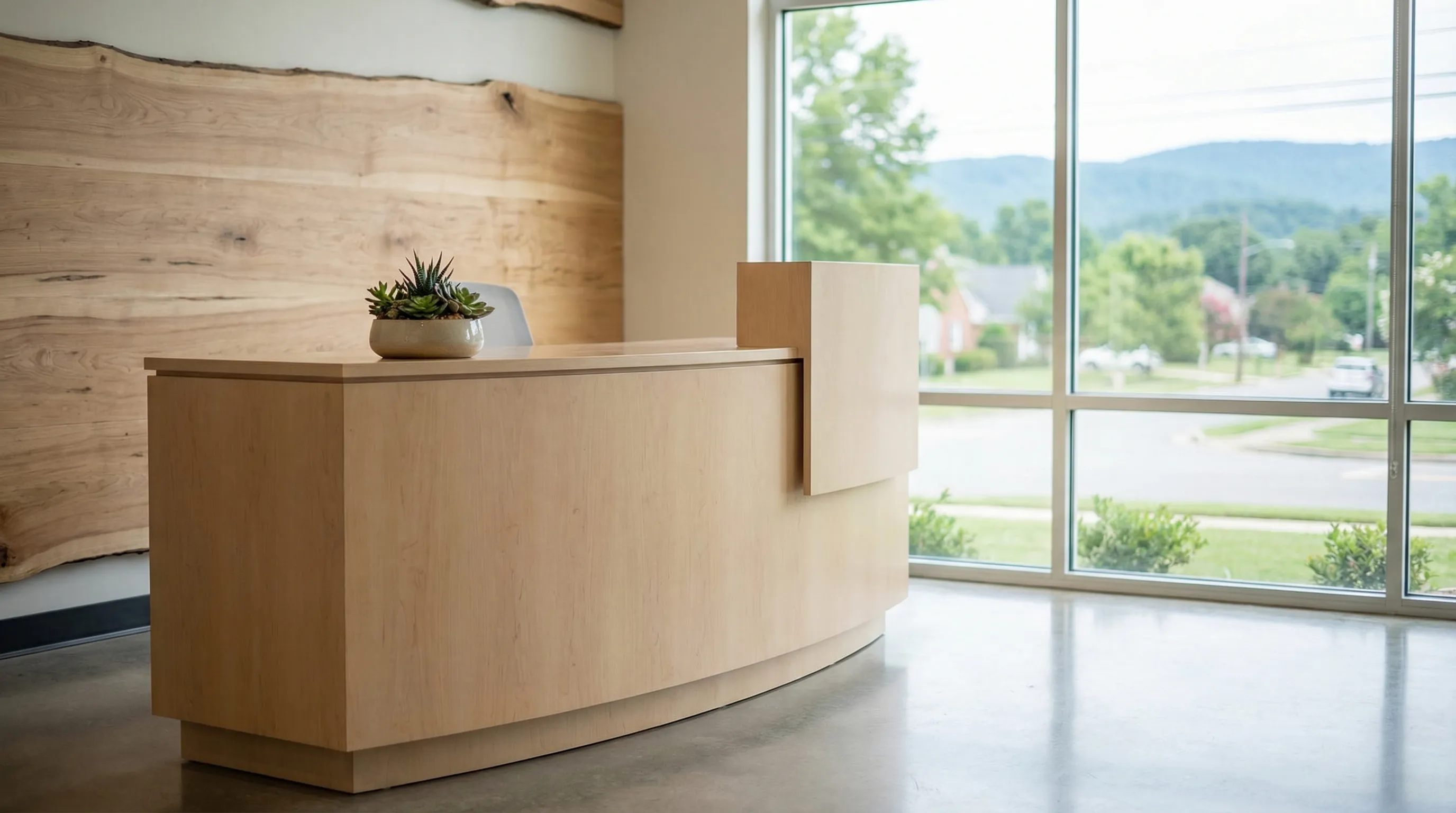 Modern dental consultation room in a Chattanooga, TN dental practice with a view of the Tennessee River