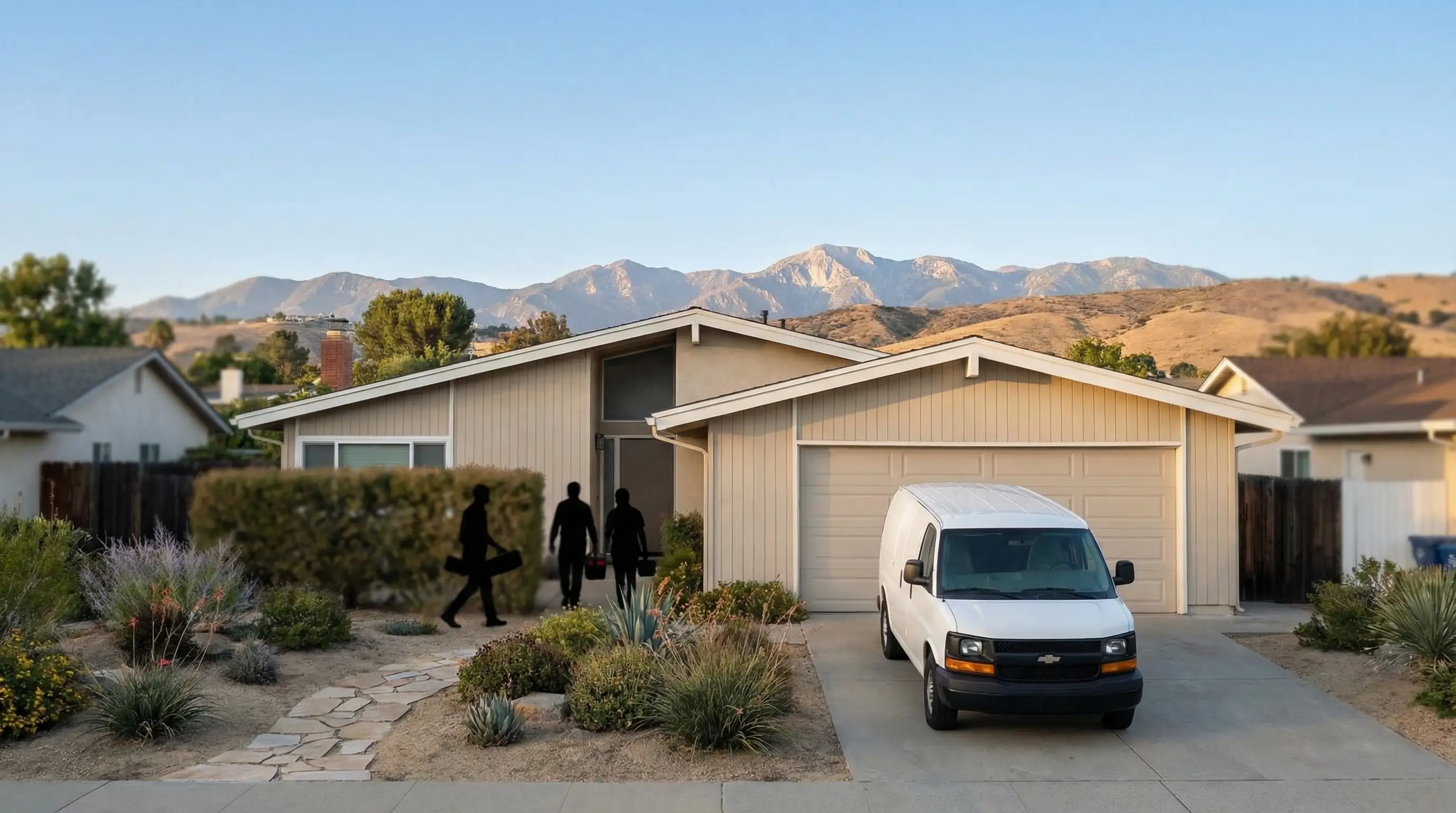 Professional HVAC technician servicing a high-efficiency furnace in a Lakewood, CO home with Front Range foothills in the background