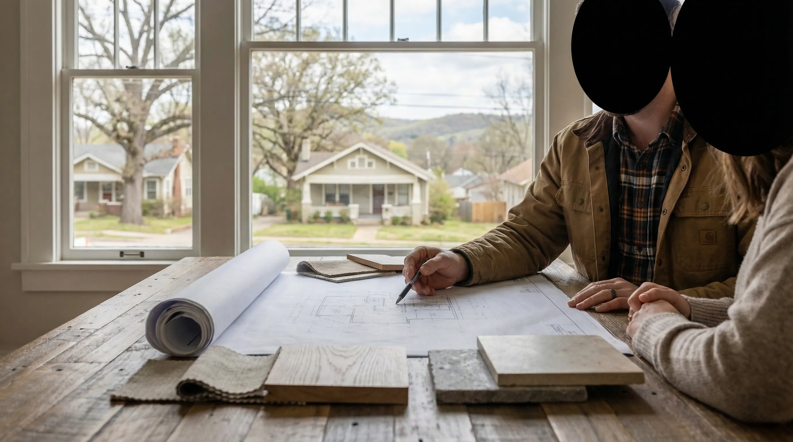 Completed kitchen renovation in a craftsman home for construction contractor in Fayetteville, AR