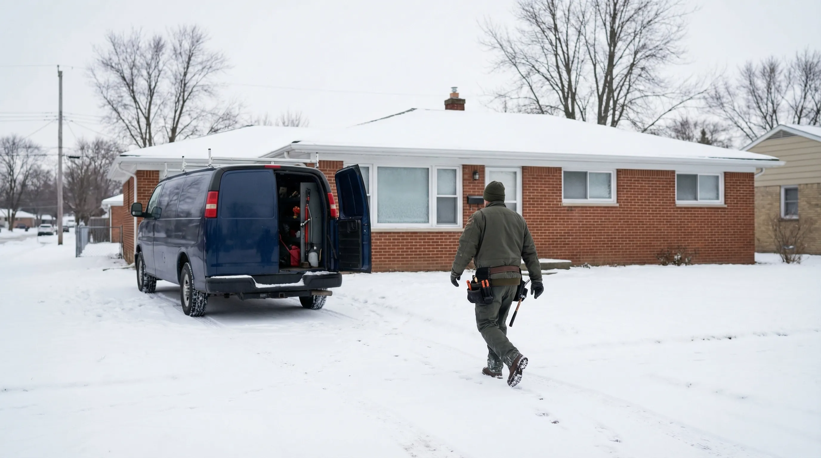 Licensed plumber replacing old galvanized pipes under a kitchen sink in a Toledo, OH home