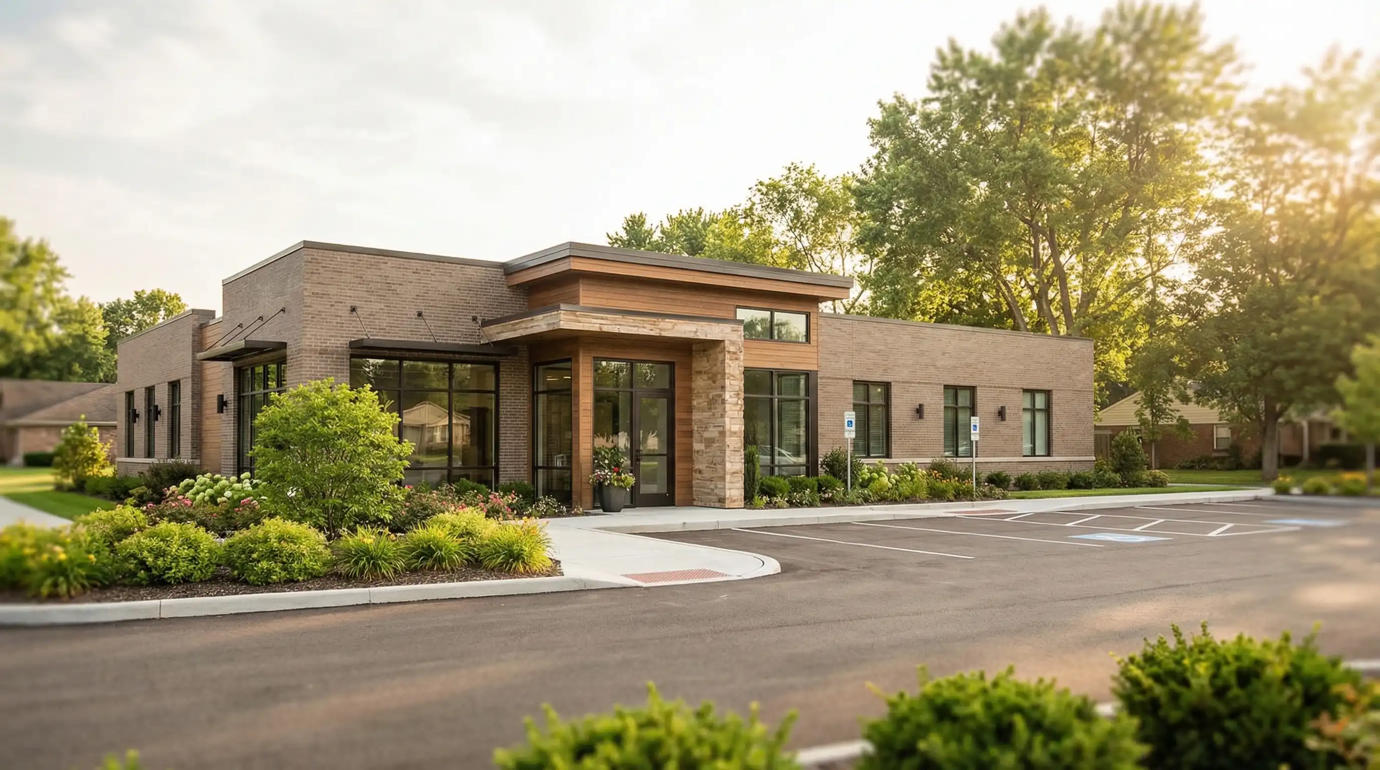Professional dental treatment room interior with dentist and patient in Toledo, OH dental practice
