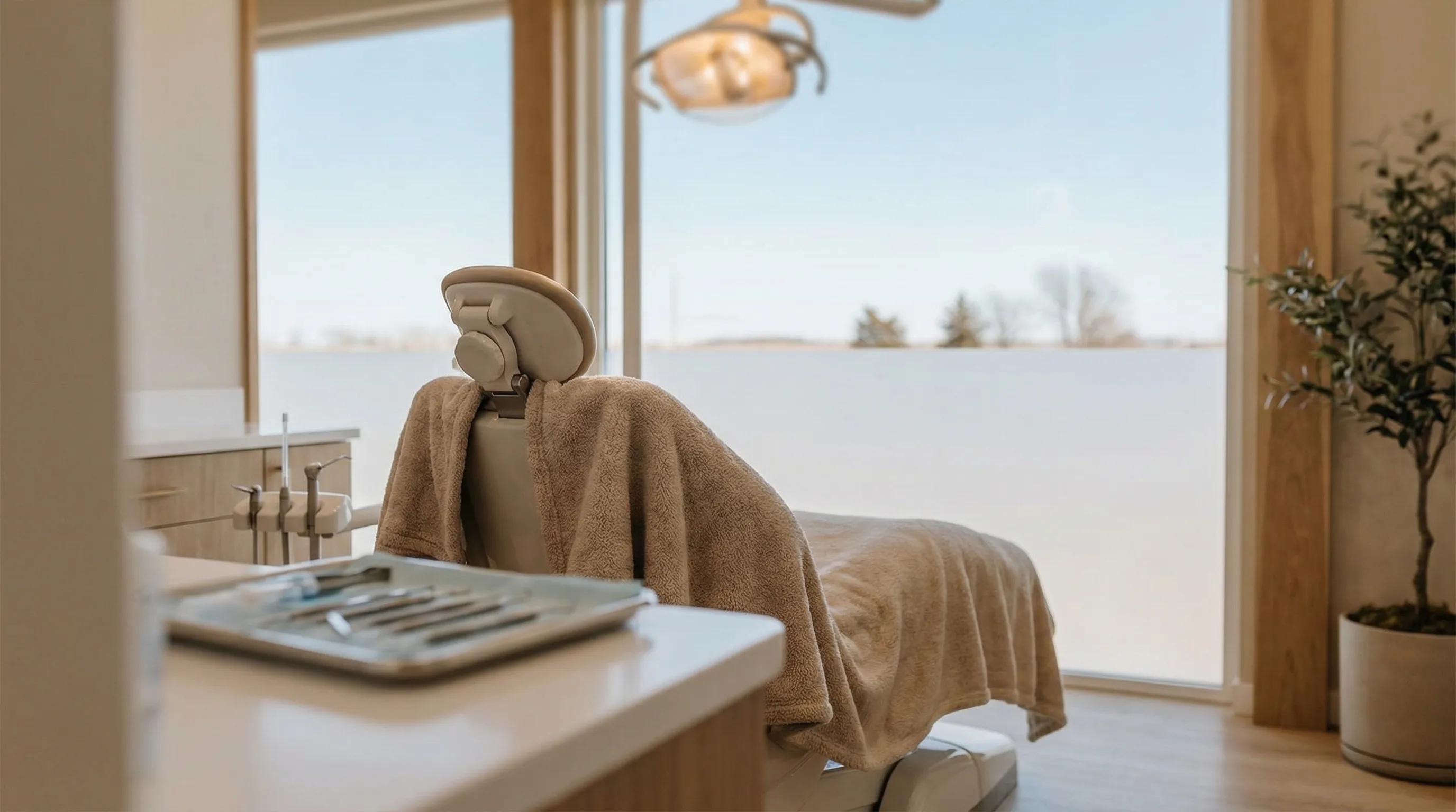 Dental hygienist working with a patient in a modern Lincoln, NE dental office with professional equipment