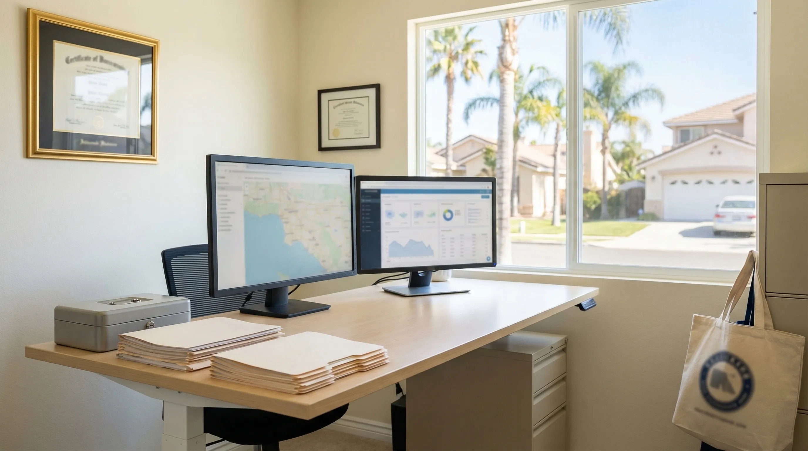 Sun-drenched residential street in Anaheim Hills for real estate PPC in Anaheim, CA