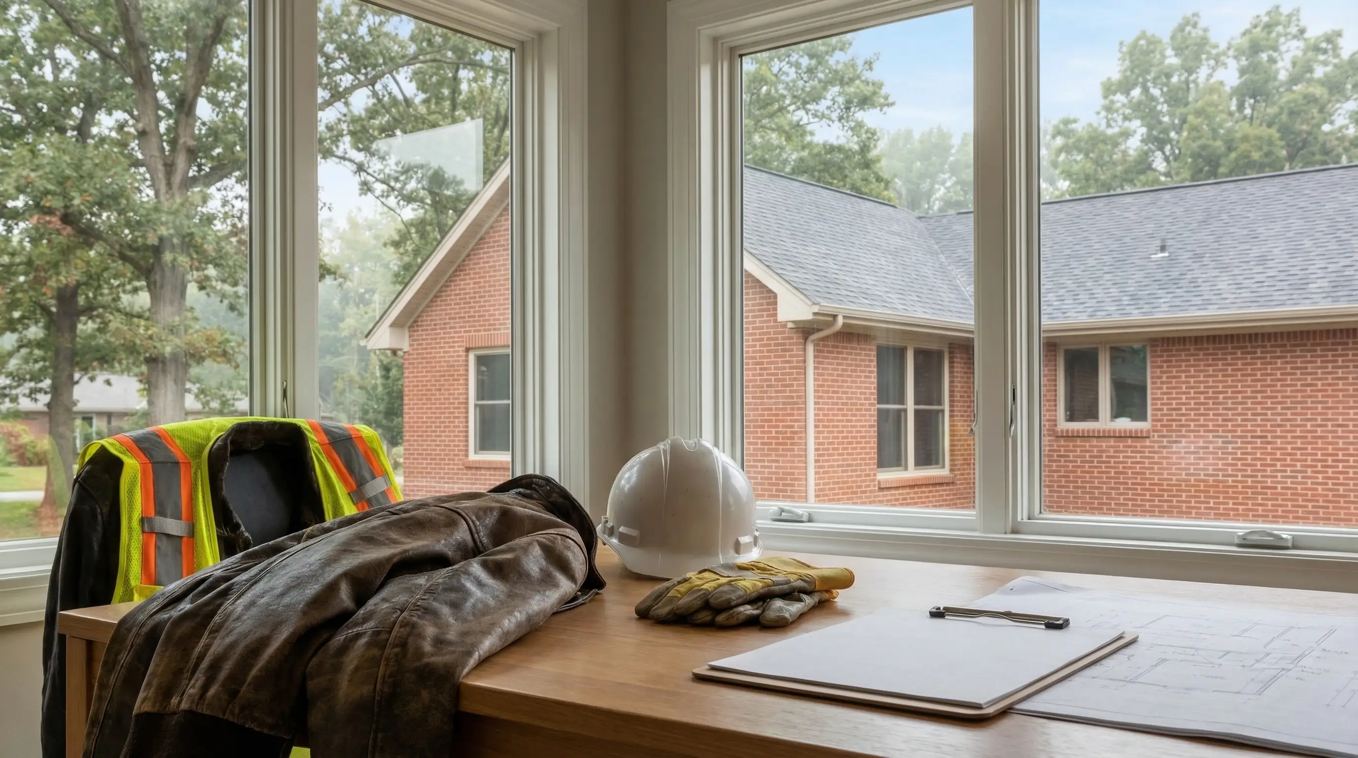 Professional contractor reviewing completed kitchen remodel project in a residential home in Winston-Salem, NC