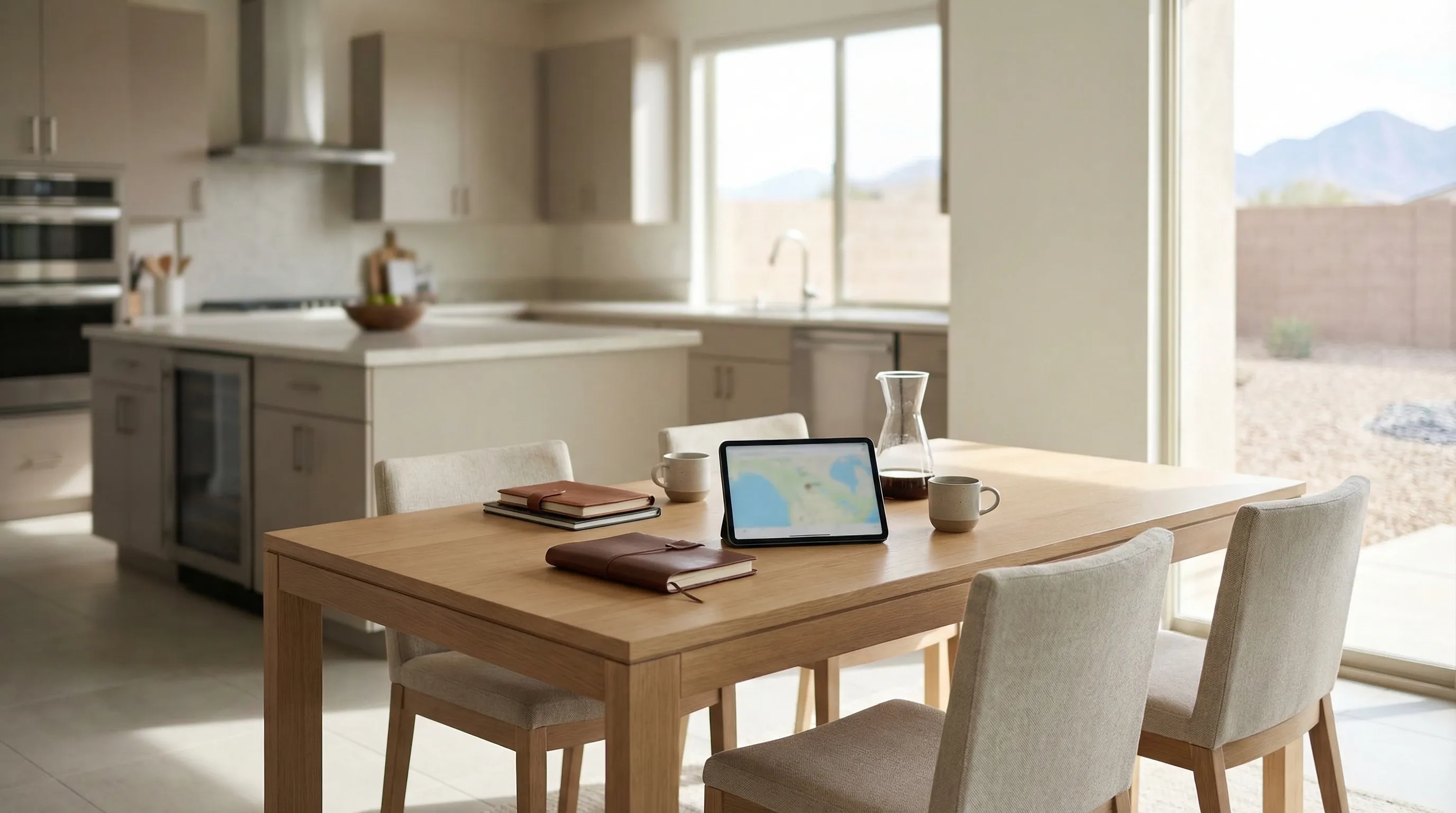 Real estate agent showing a modern home for sale in a Chandler, AZ residential neighborhood