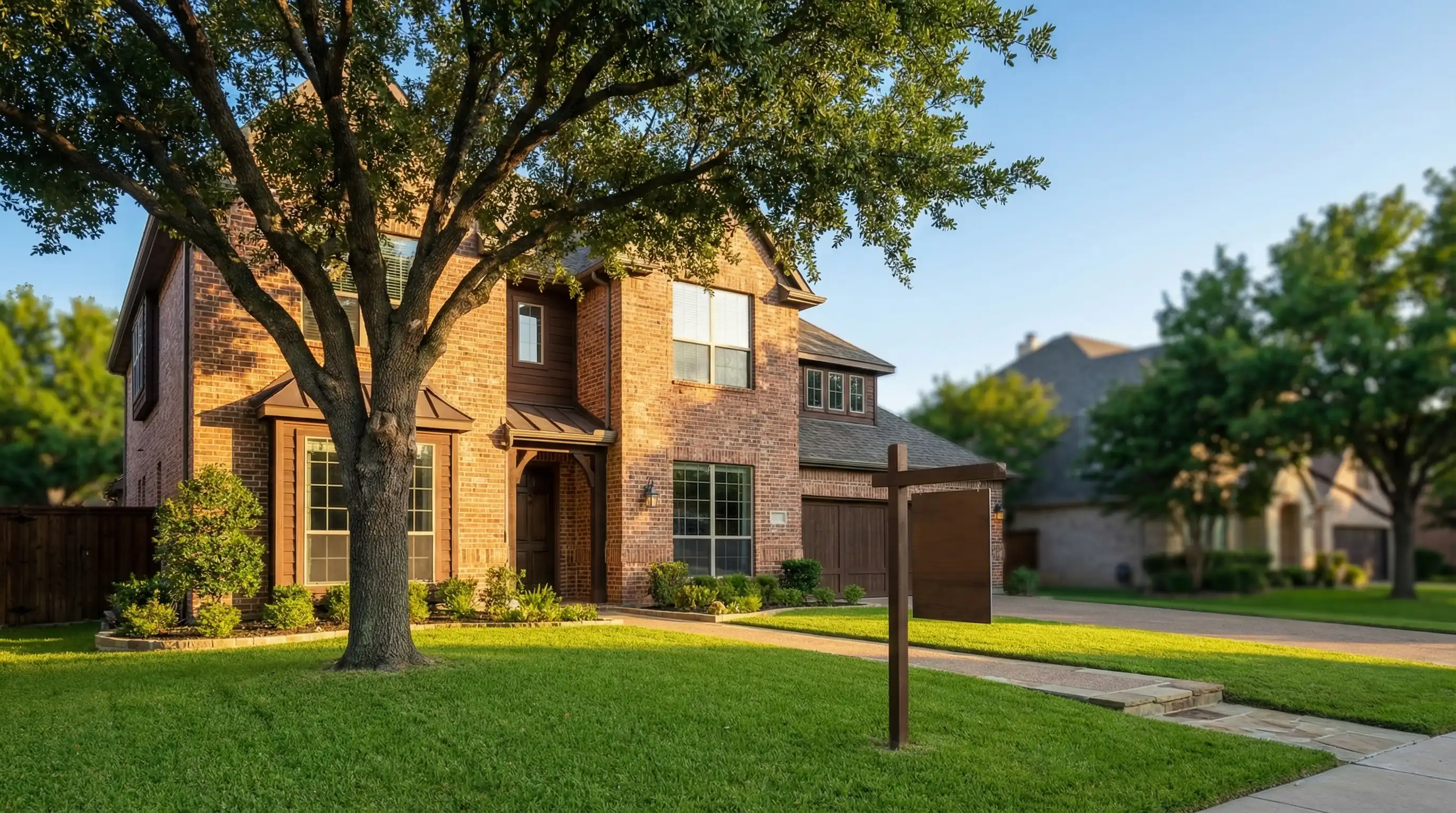 Real estate agent reviewing a home listing on a tablet inside a modern Plano TX home with open floor plan