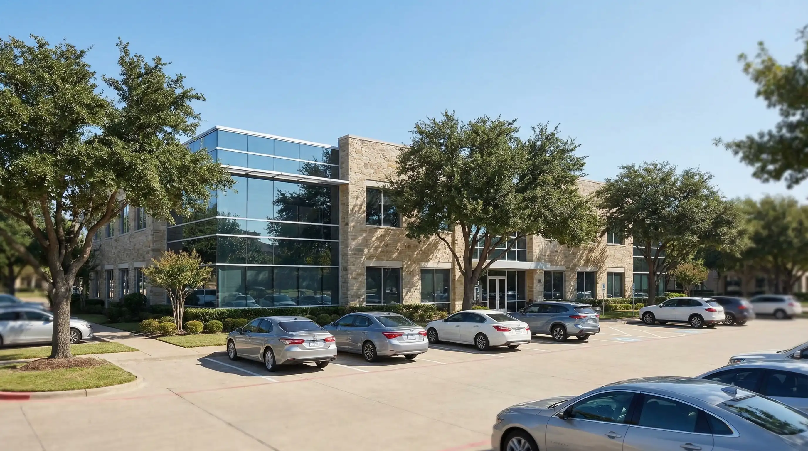 Professional modern law office consultation room in Plano, TX with attorney and client reviewing estate planning documents