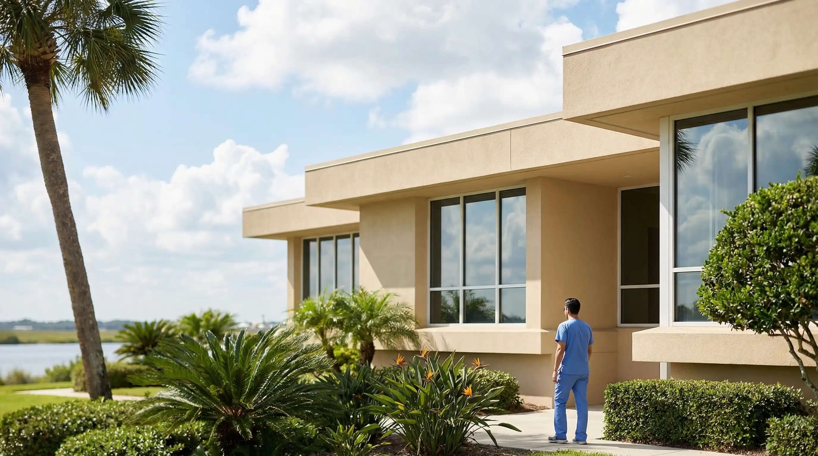 Professional dentist consulting with a patient in a bright modern dental office in Fort Myers, FL