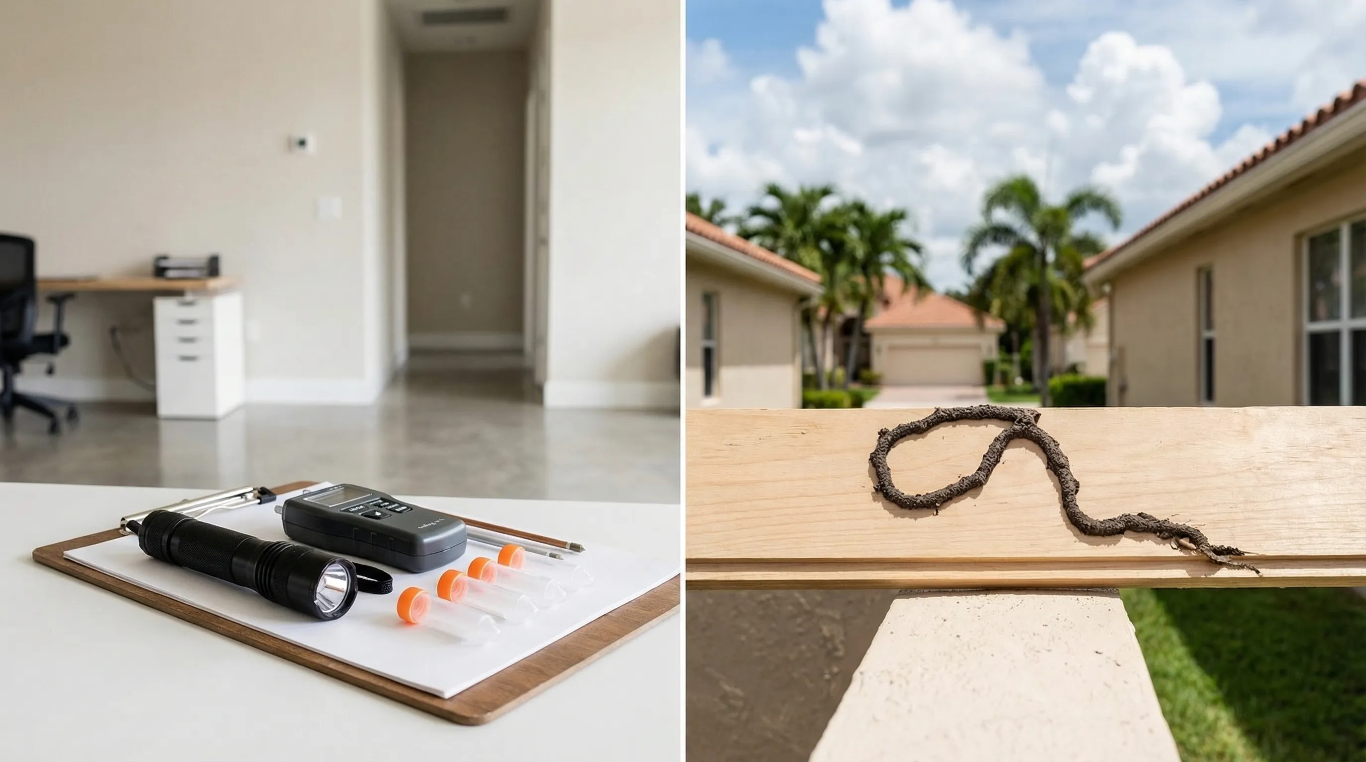 Licensed pest control technician spraying the perimeter of a stucco residential home in Port St. Lucie, FL