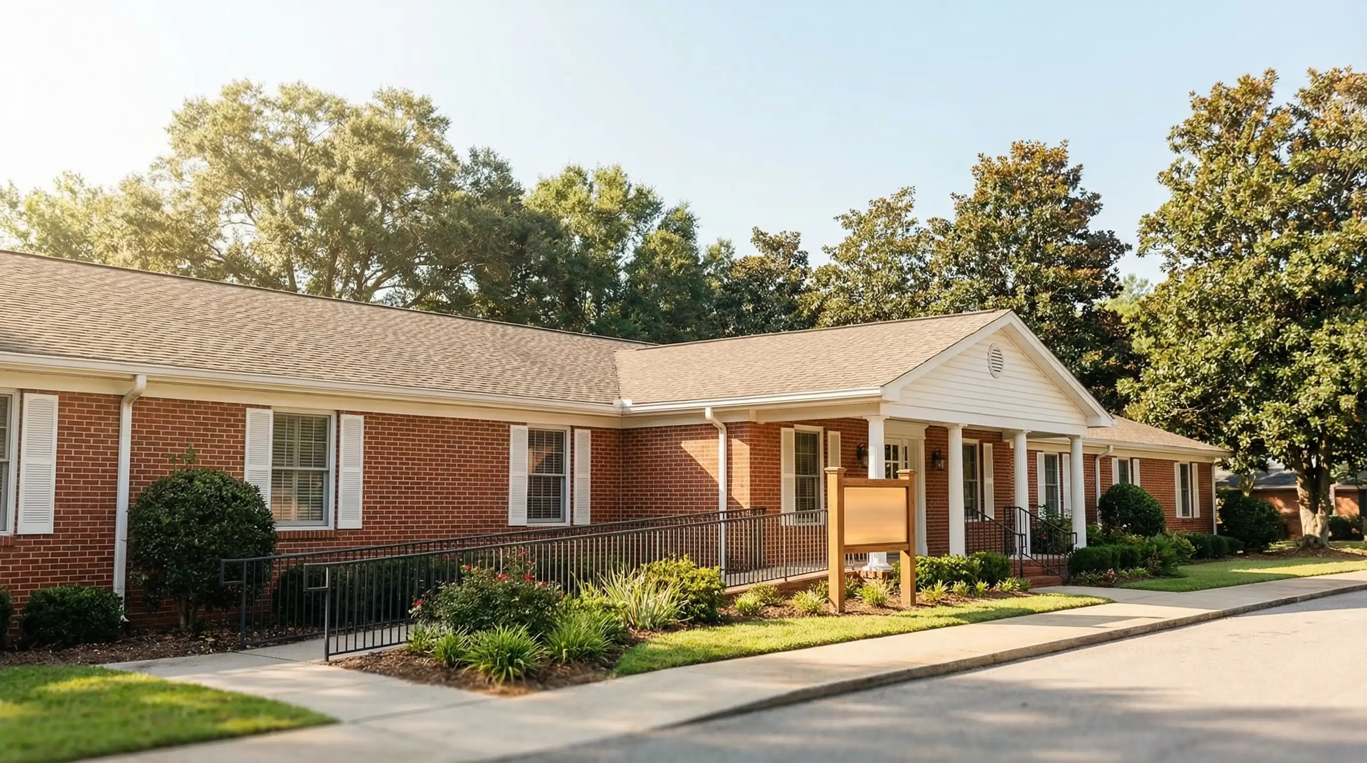 Caregiver in scrubs sitting beside an elderly person at a kitchen table in a warm home environment in Montgomery, AL, genuine connection and natural light