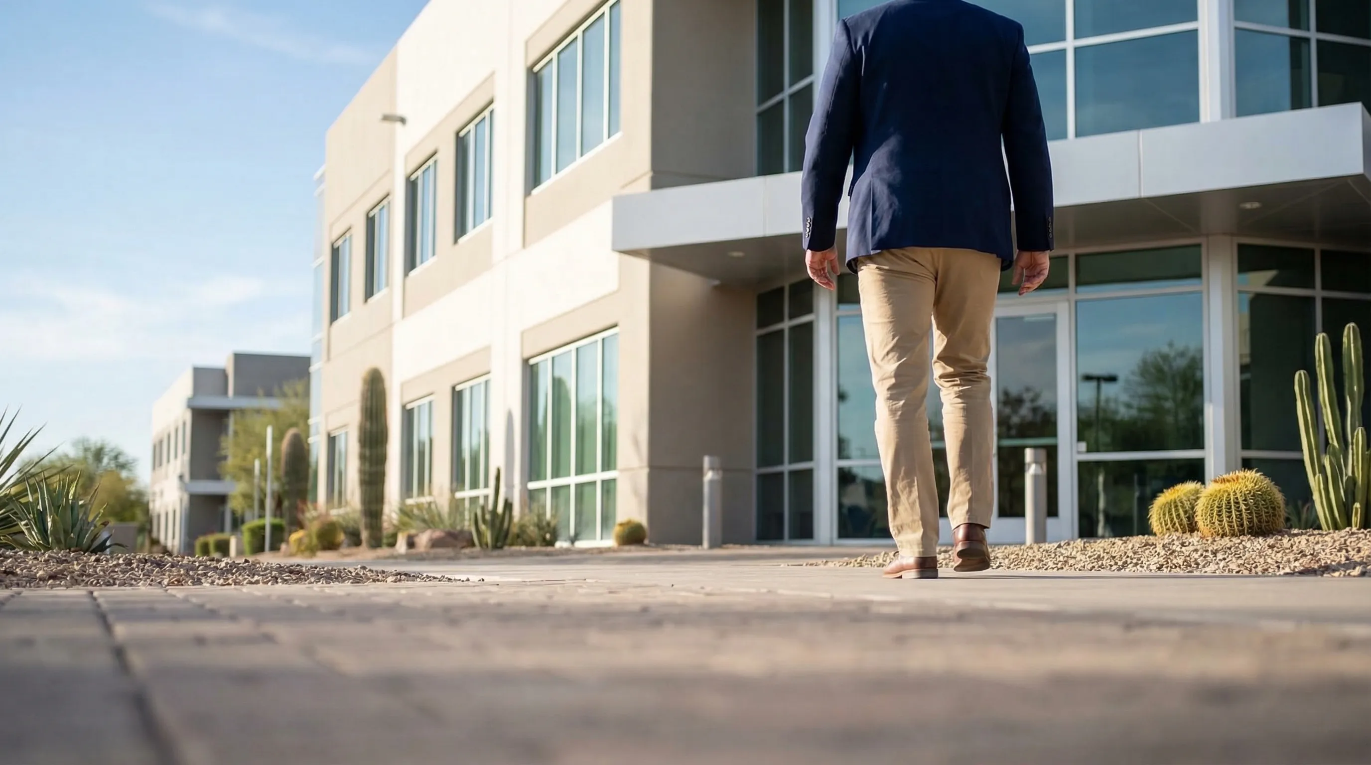 Professional attorney consulting with client at conference table in modern Mesa, AZ law office with documents and laptop visible