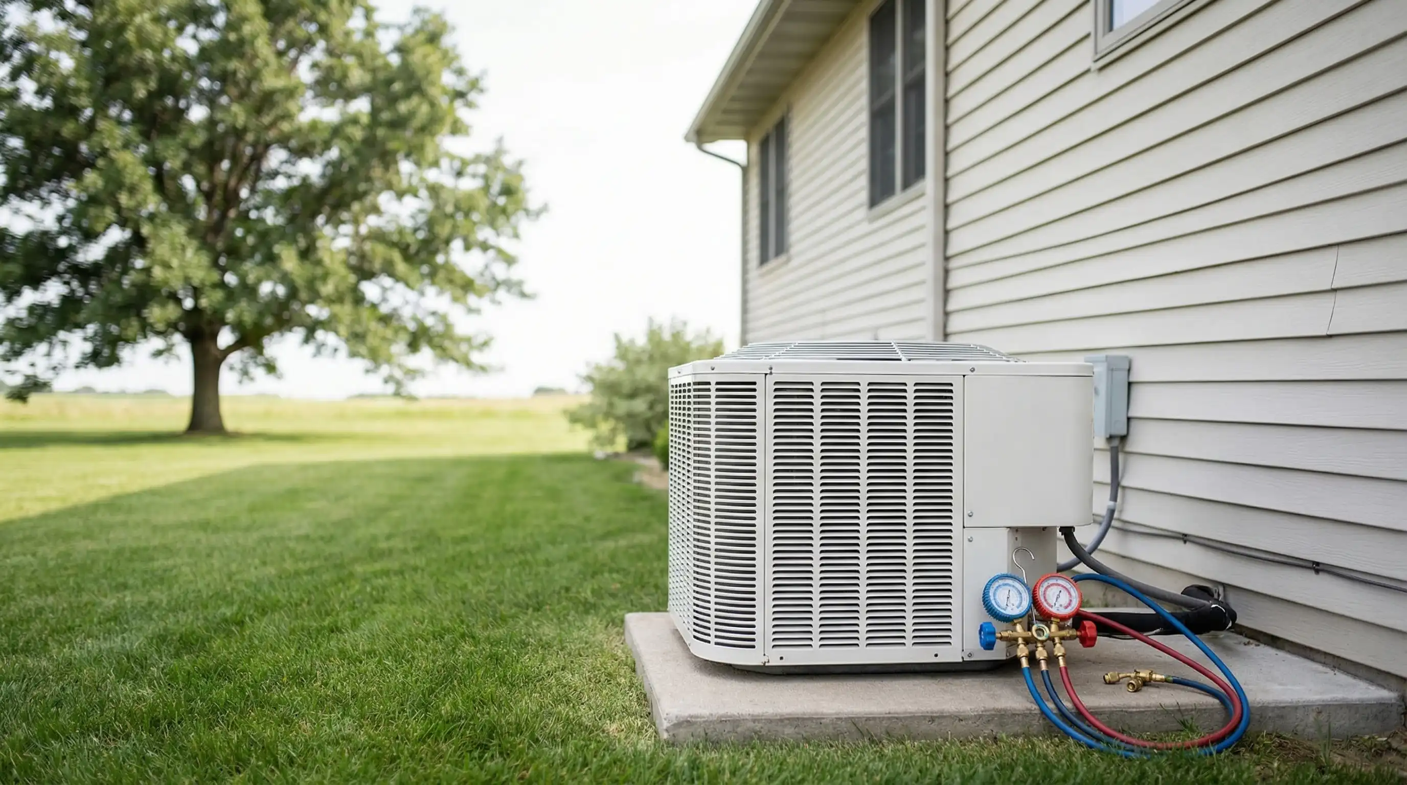 Professional HVAC technician servicing a residential system in Sioux Falls, SD