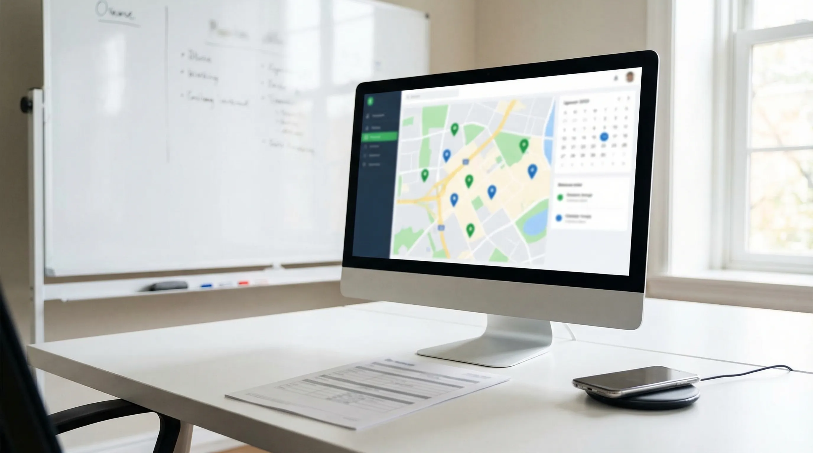 Moving crew in branded polo shirts carrying wrapped furniture down front steps of a Sioux Falls ranch home into an open moving truck, flat Minnehaha County suburban street and clear Great Plains sky in background.