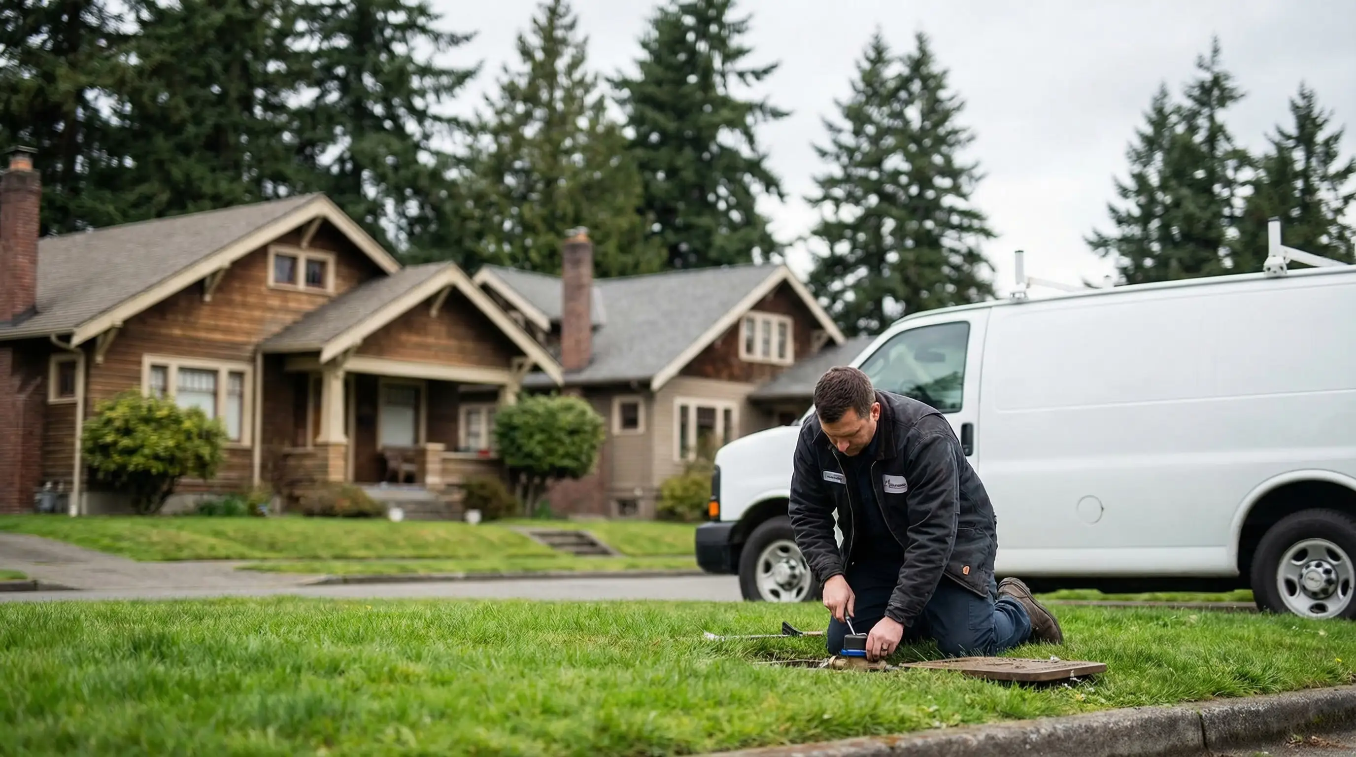Licensed plumber installing a tankless water heater in a Tacoma, WA home utility room