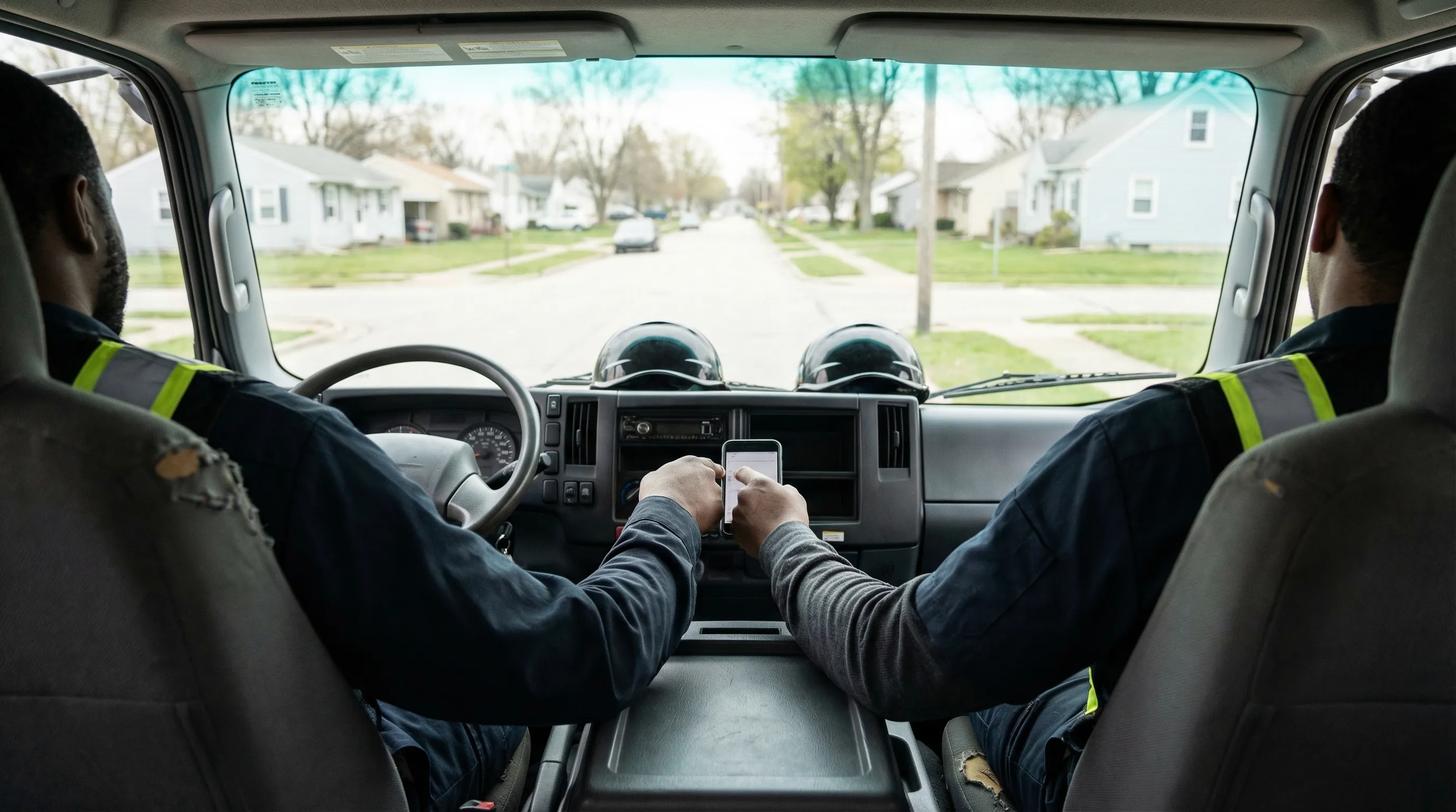 Professional moving truck and movers outside Fort Wayne IN residential home for moving company PPC