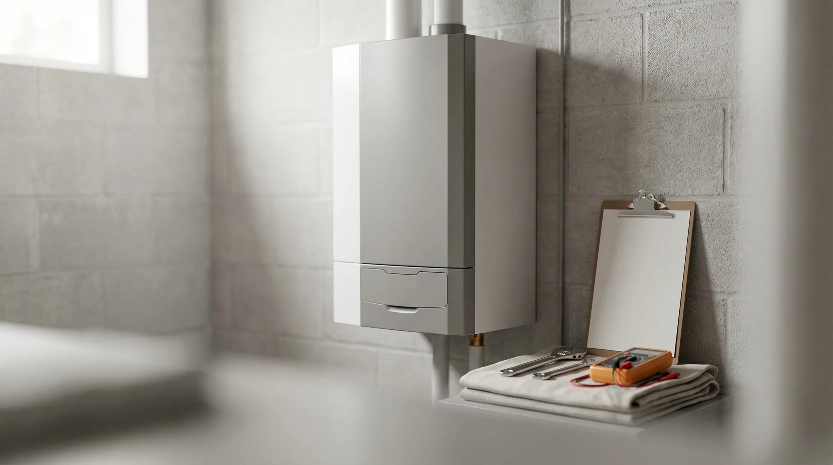 Professional HVAC technician inspecting a furnace system in an Anchorage, AK home during winter