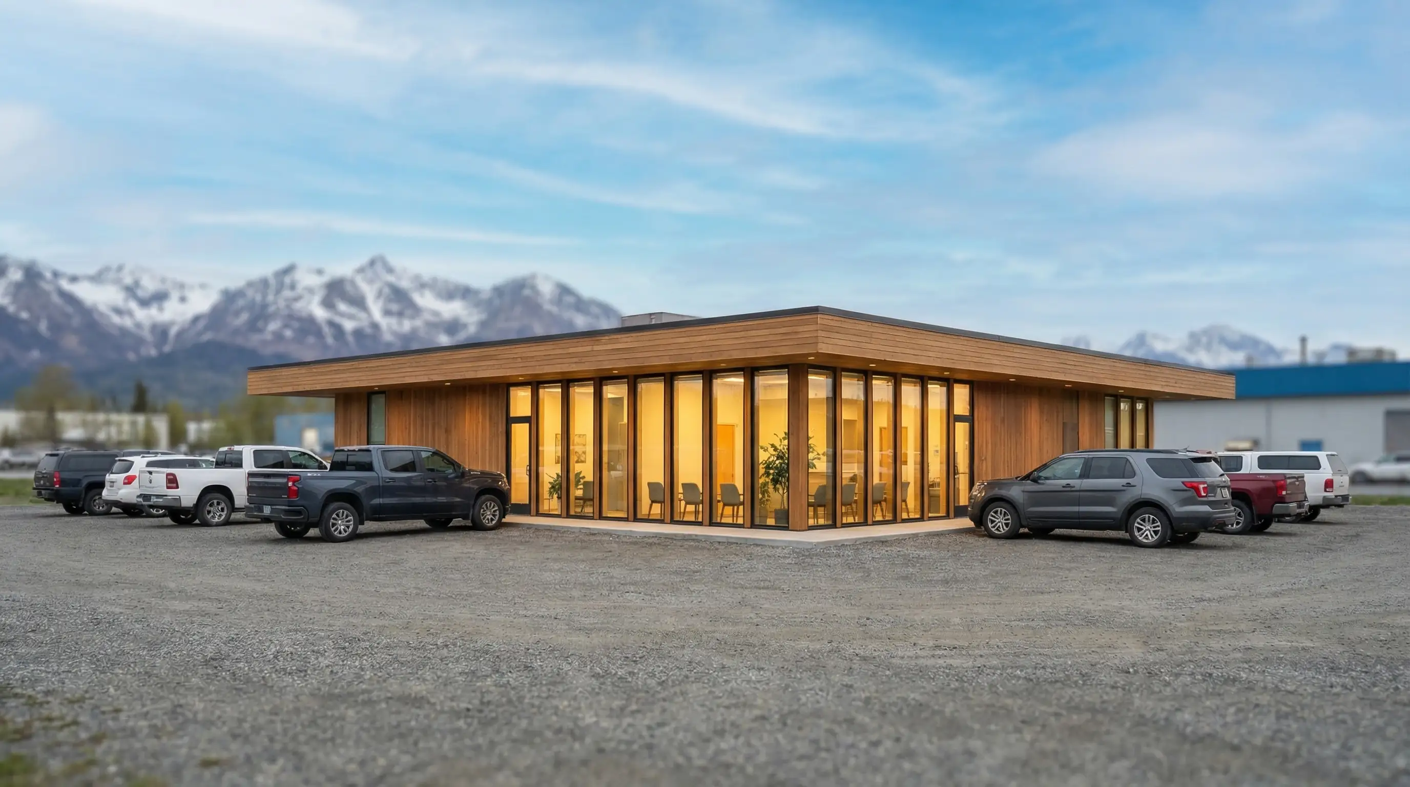 Professional dentist consulting with a patient in a modern dental office in Anchorage, AK with Chugach Mountain view