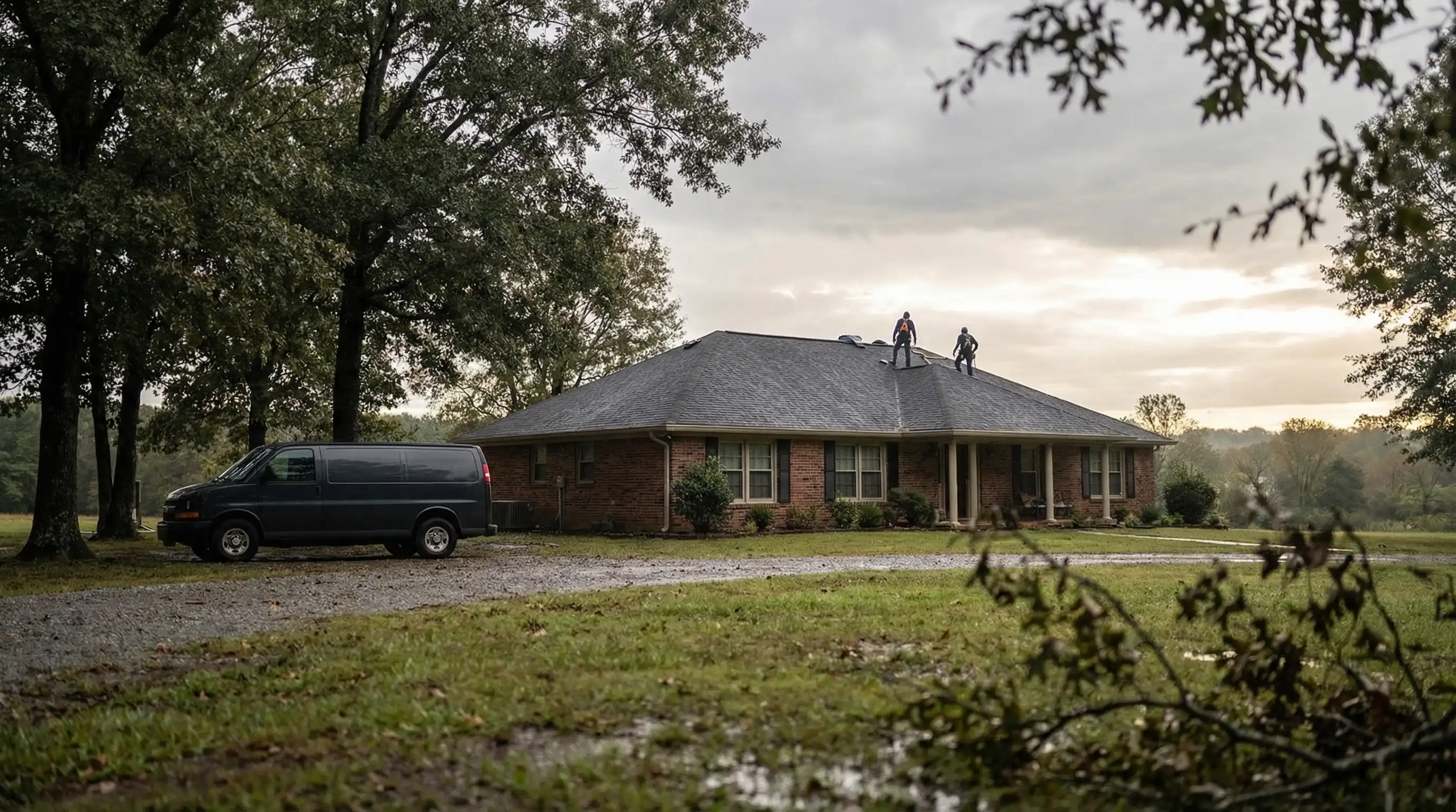 Professional roofing contractor installing architectural shingles on residential home in Huntsville, AL