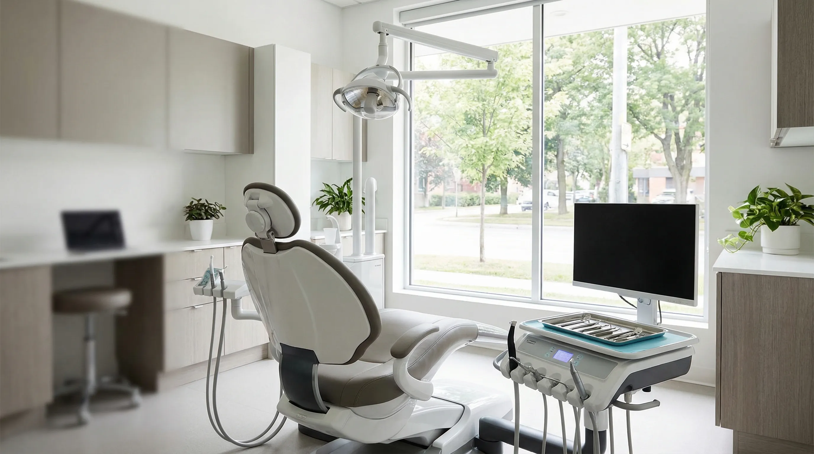 Professional dentist examining patient in modern dental practice in Huntsville, AL