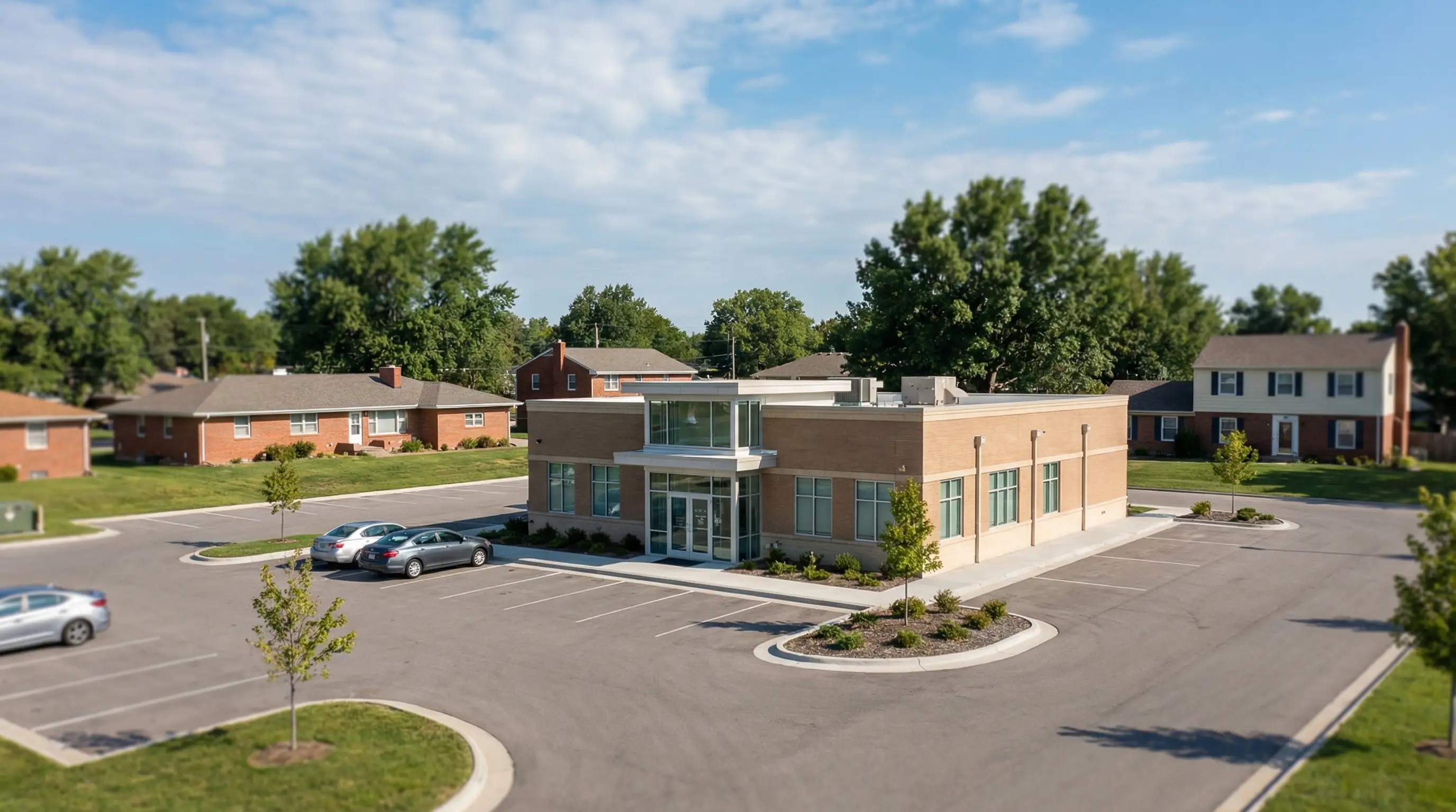 Interior dental operatory with hygienist reviewing X-rays beside a patient in a modern dental chair in Wichita, KS