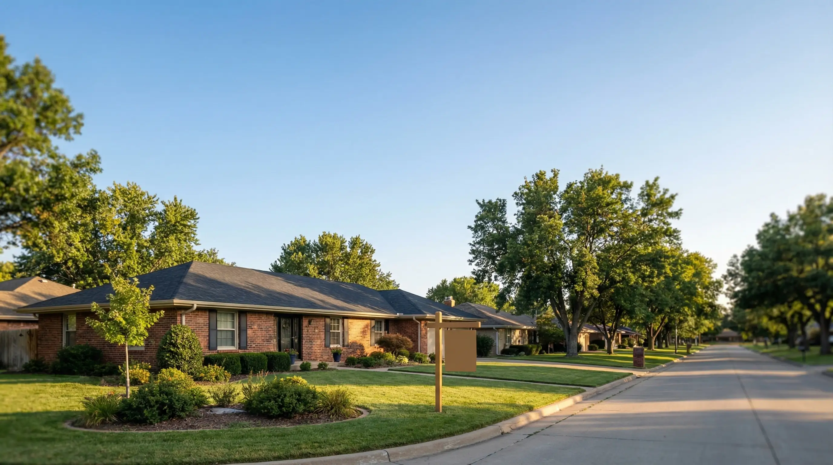 Real estate agent shaking hands with a couple at a home closing table with documents and keys visible in Wichita, KS