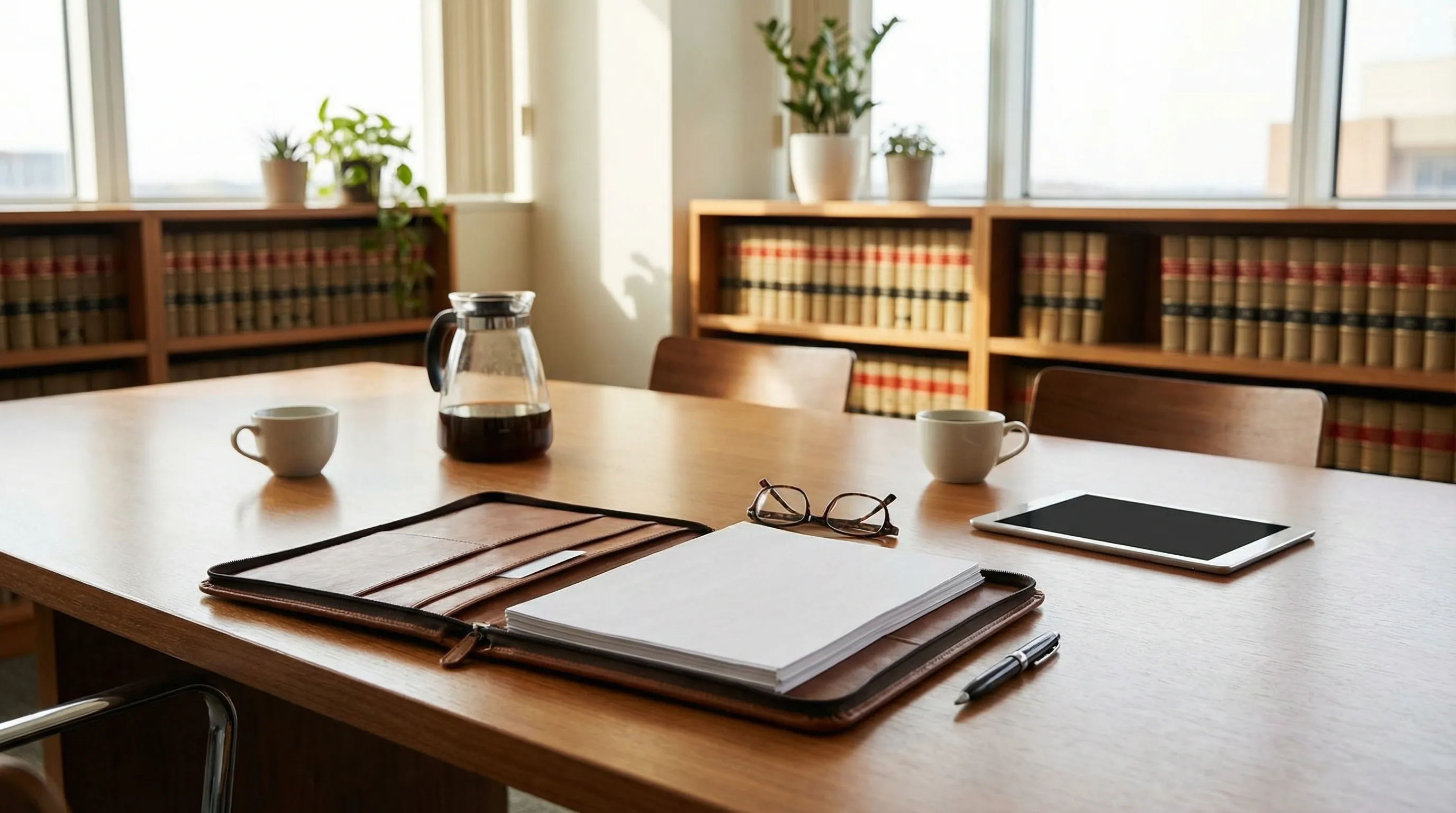 Professional law office building exterior with attorney at entrance in Henderson, NV