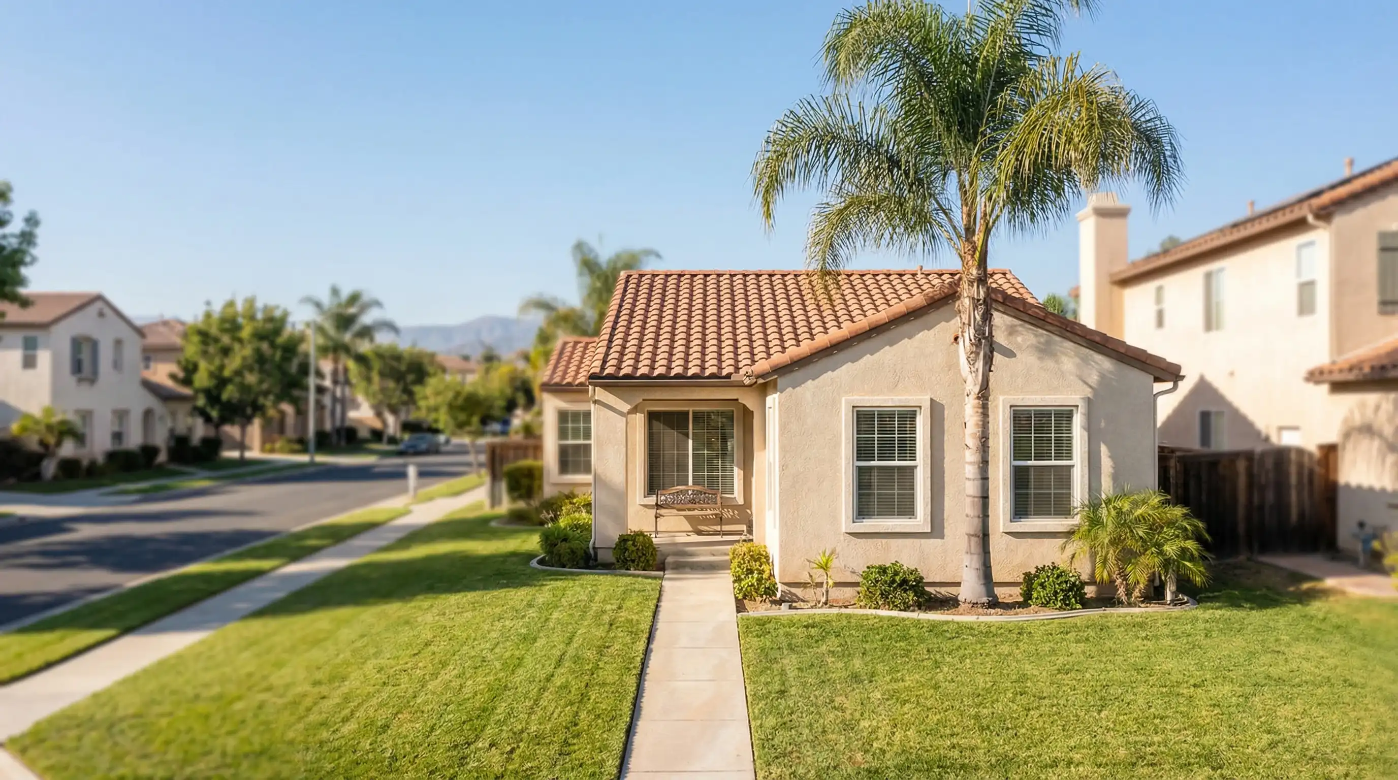 Professional real estate agent showing a Santa Ana home to a family of first-time buyers, Orange County, CA