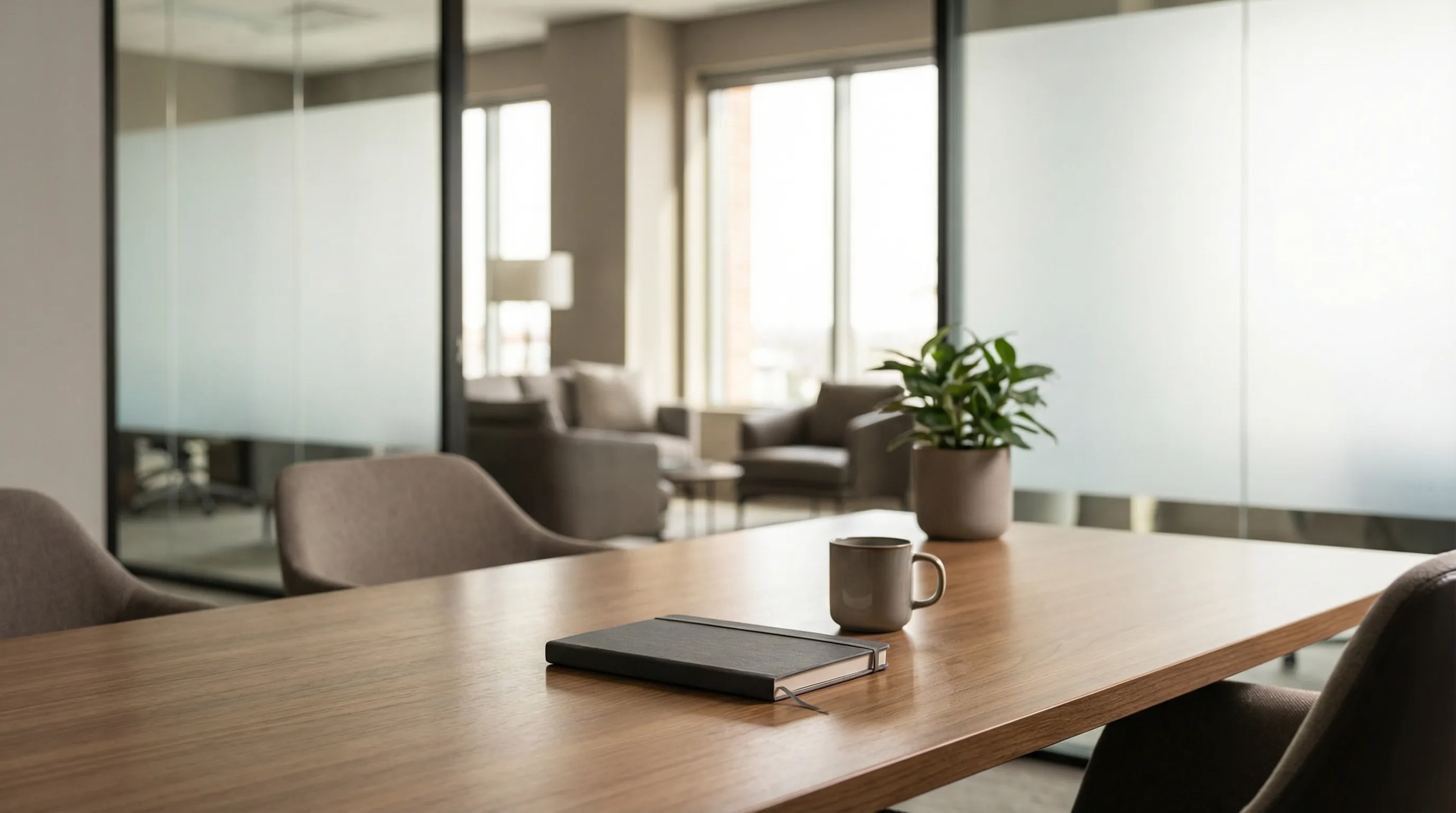 Home care professional sitting attentively with elderly woman in a well-kept Madison, WI home living room, both smiling in warm afternoon light through lace curtains