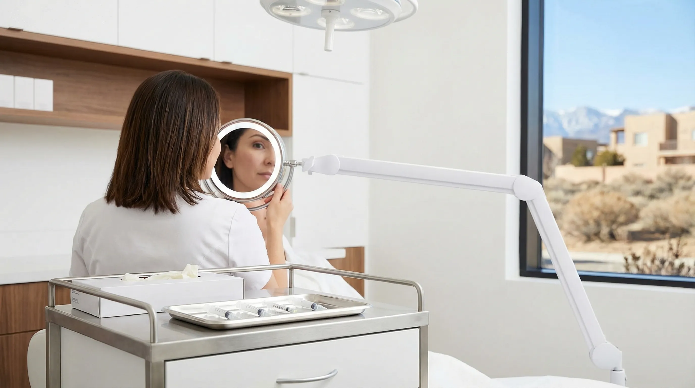 Professional medspa treatment room interior in Reno, NV with clean clinical aesthetic decor