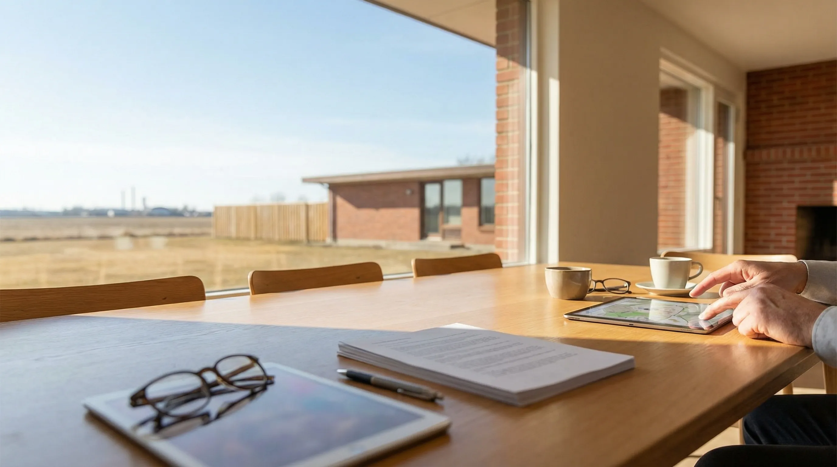 Real estate agent consulting with clients about home purchase in Lubbock, TX neighborhood