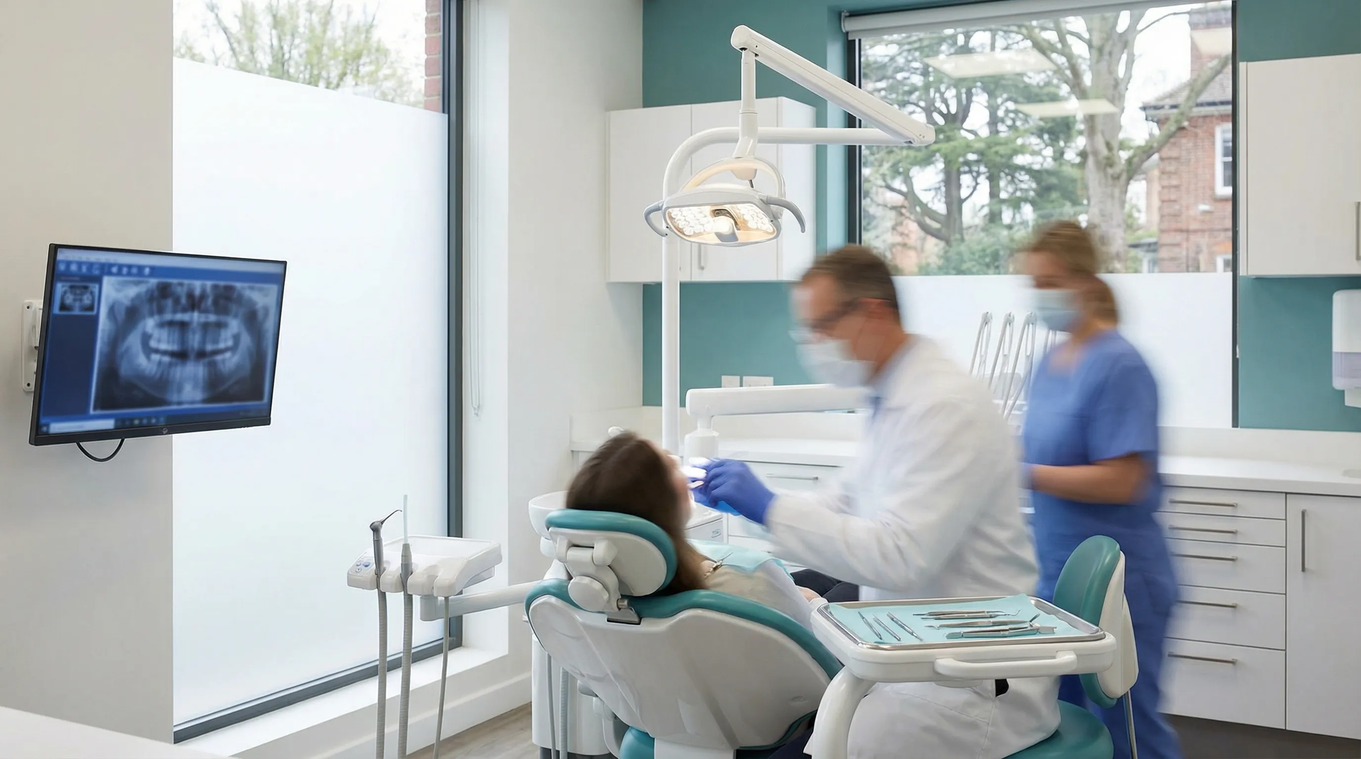 Dental team providing care to a patient in a modern Chesapeake, VA dental practice