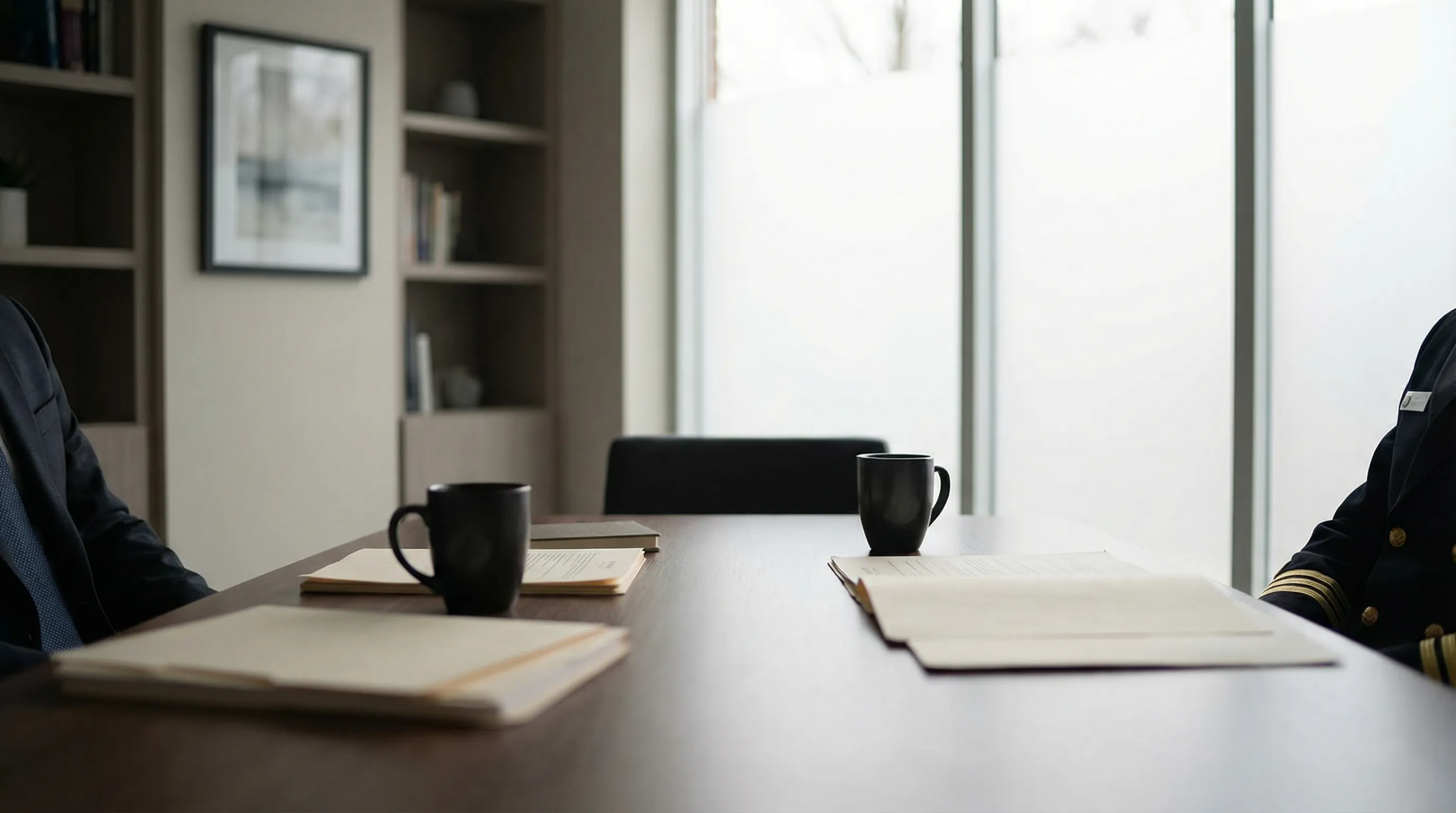 Legal consultation room at a Chesapeake, VA law firm with attorney and client reviewing documents