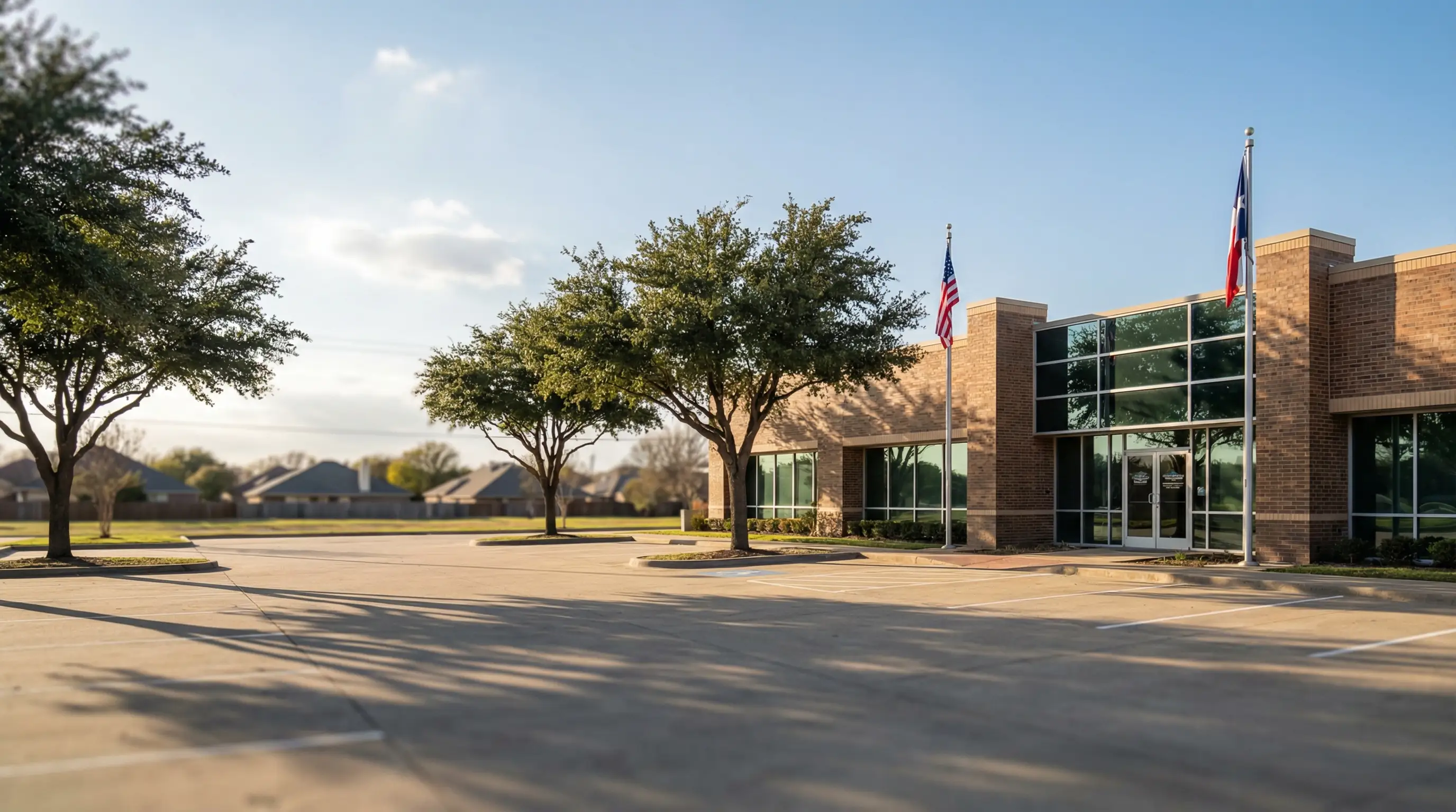 Professional bilingual law office consultation room in Garland, TX with English and Spanish legal documents on the desk