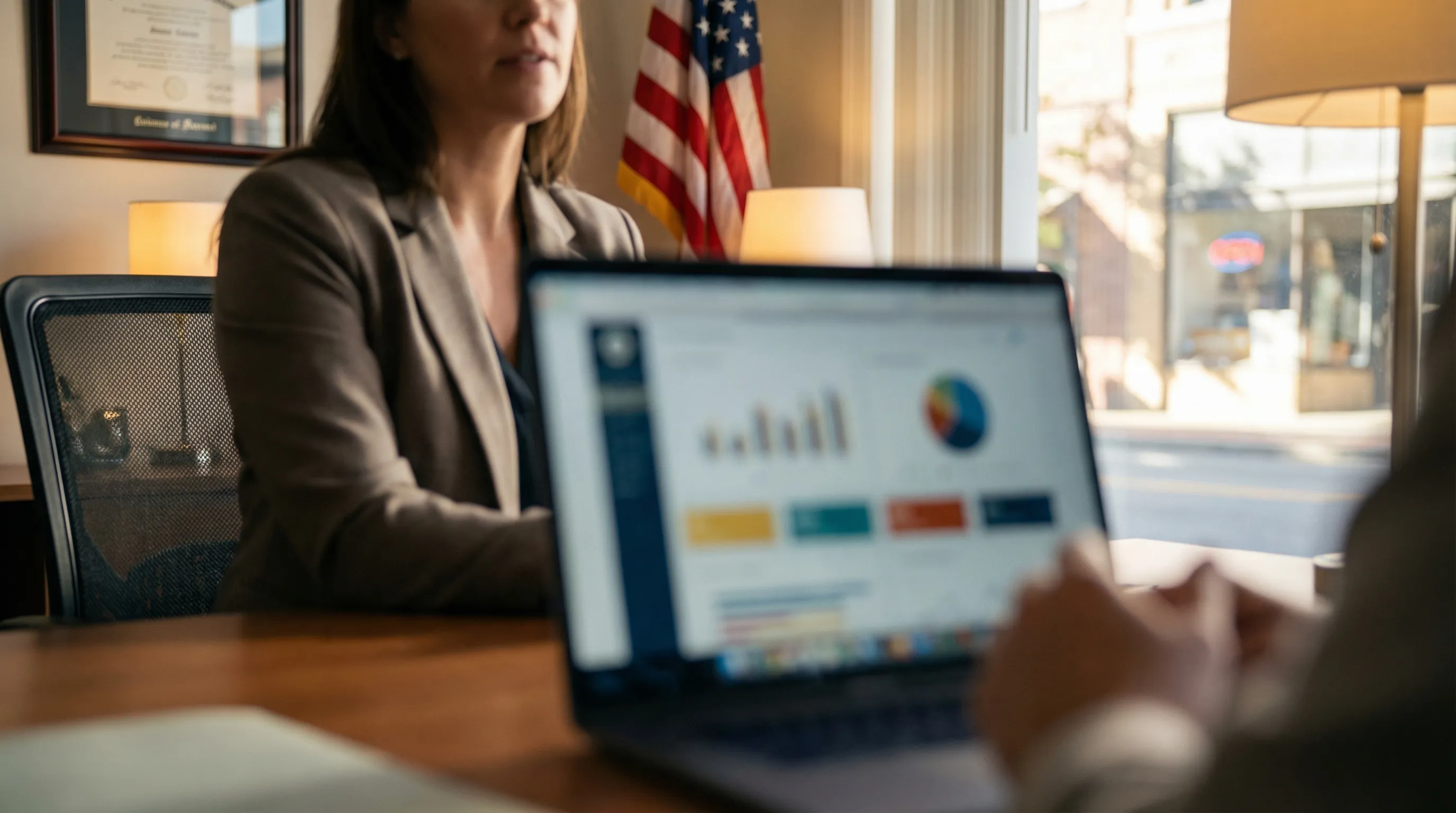 Professional insurance agent consultation in San Bernardino, CA — agent reviewing multi-carrier quote comparison with a client