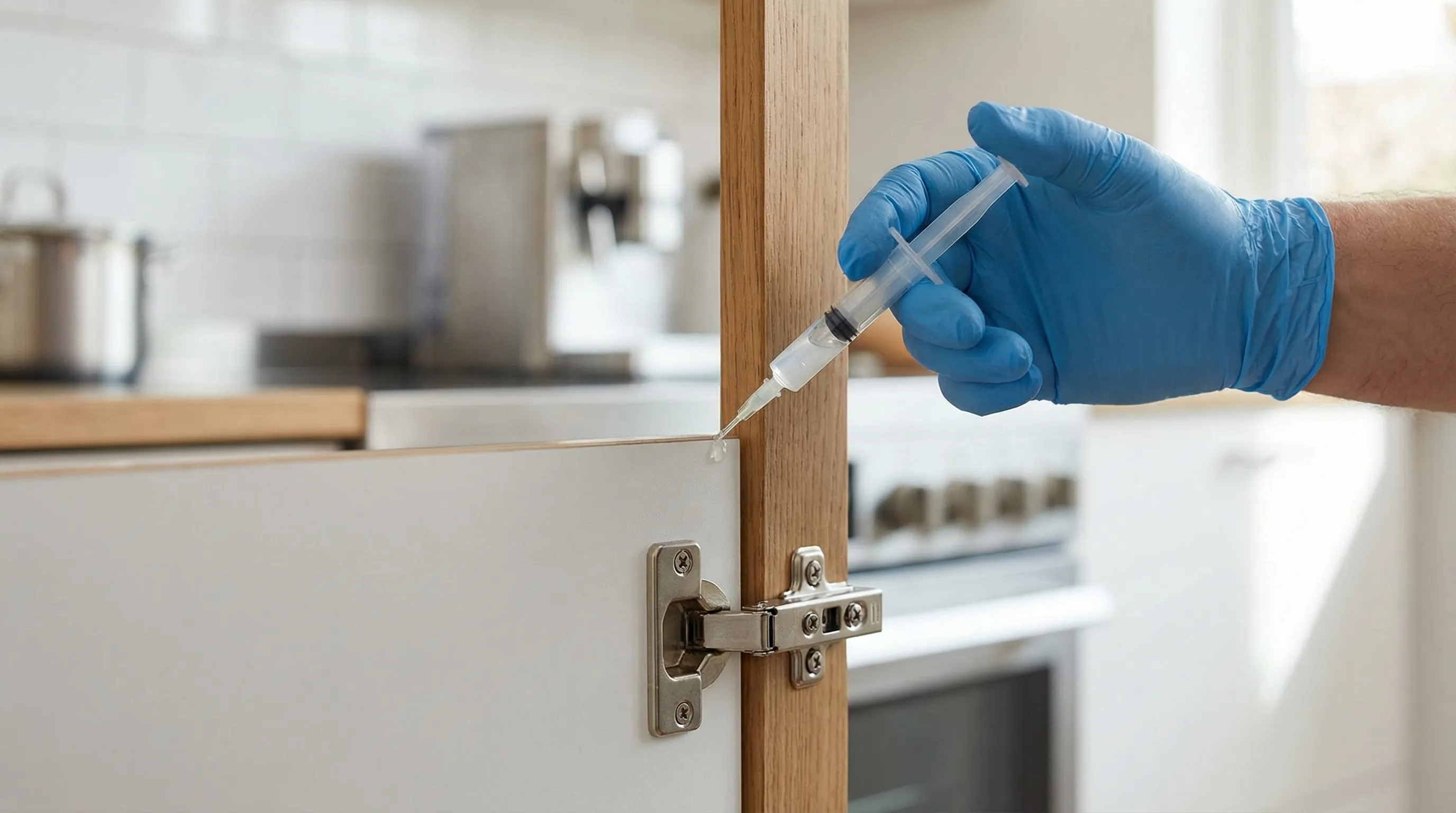 Pest control technician applying treatment at a residential property in Hialeah, FL