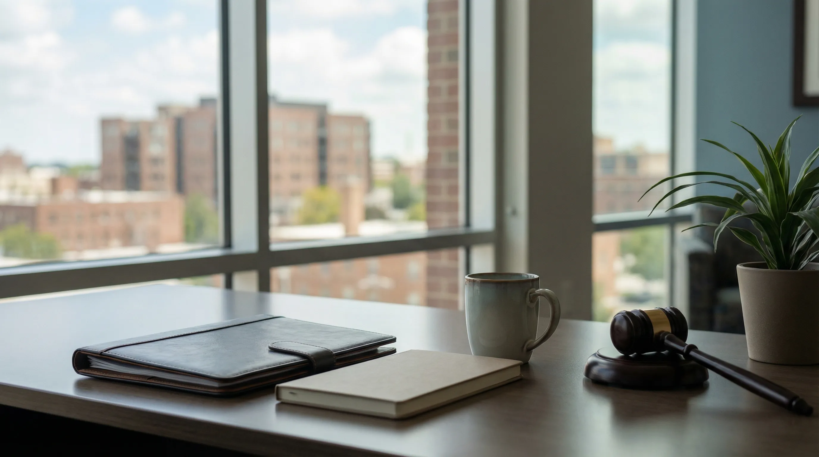 Personal injury attorney consulting with a client couple in a professional Des Moines, IA law office