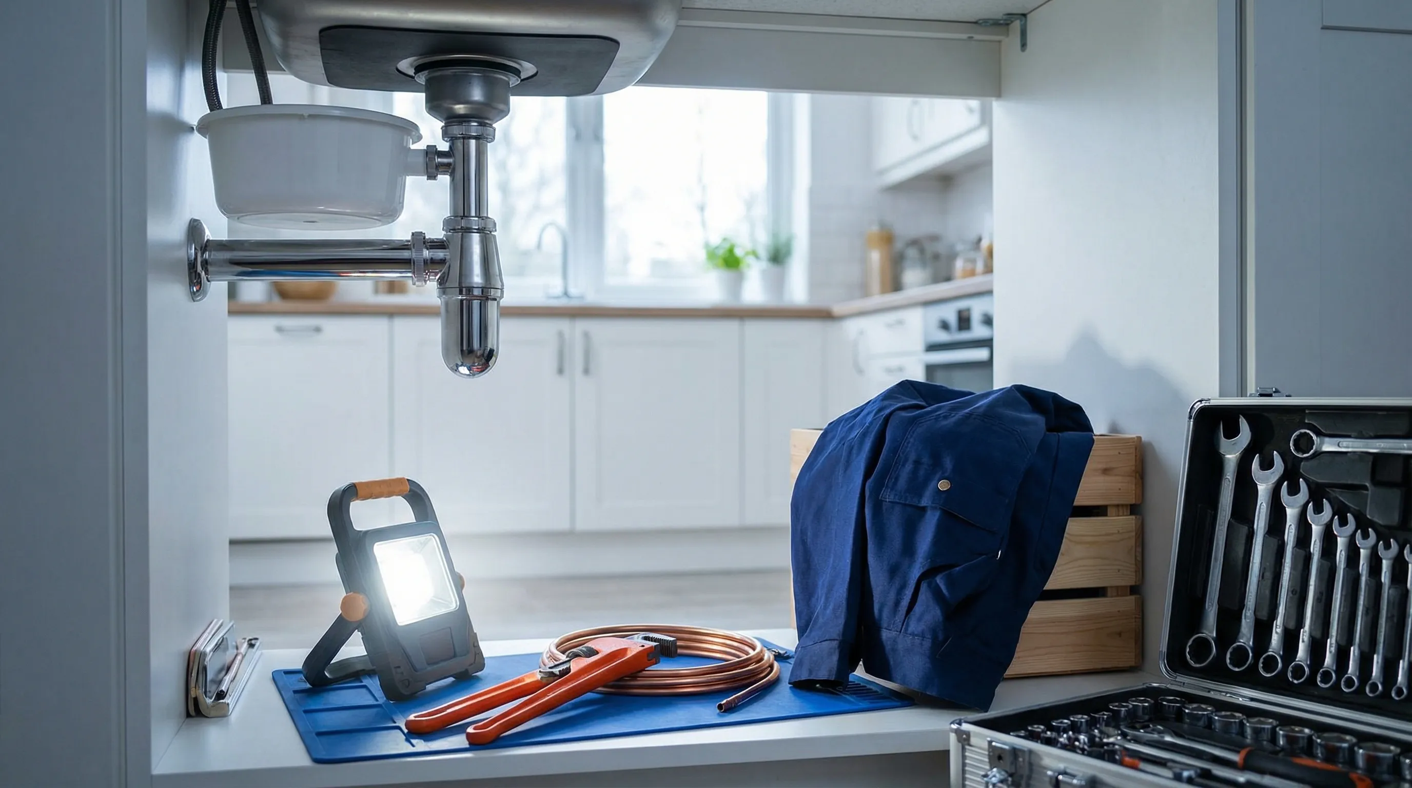 Licensed plumber replacing water heater in Grand Rapids, MI home — professional service, clean utility room