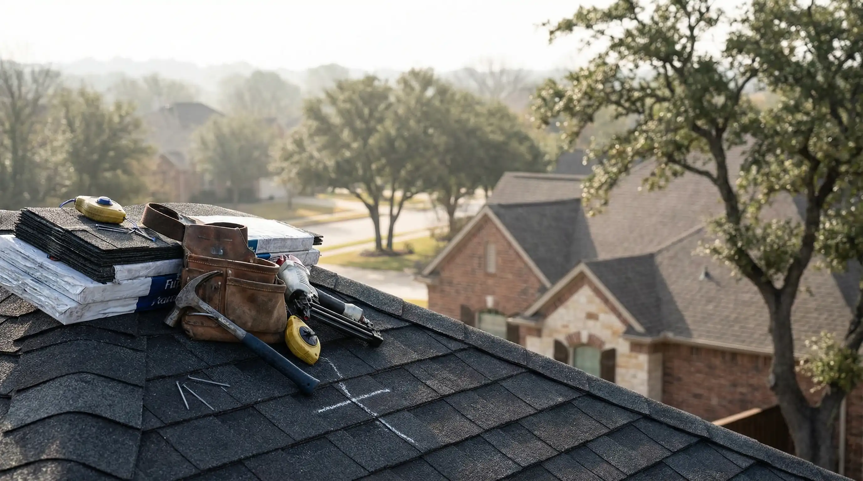 Professional roofer installing architectural shingles on a craftsman bungalow in Little Rock's Hillcrest neighborhood