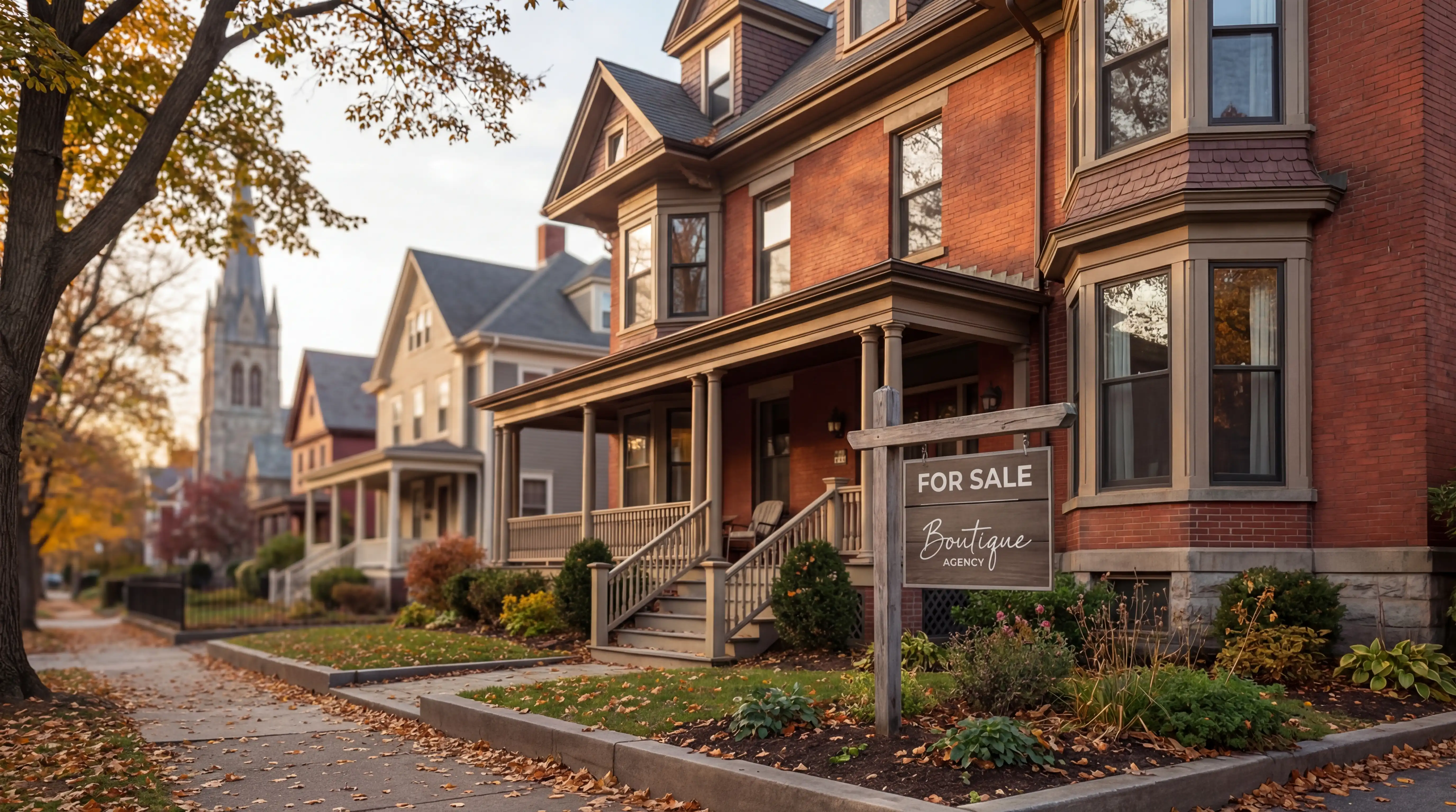 Historic East Side Providence Victorian home exterior with bay windows and ornate porch detail on a tree-lined street, RI
