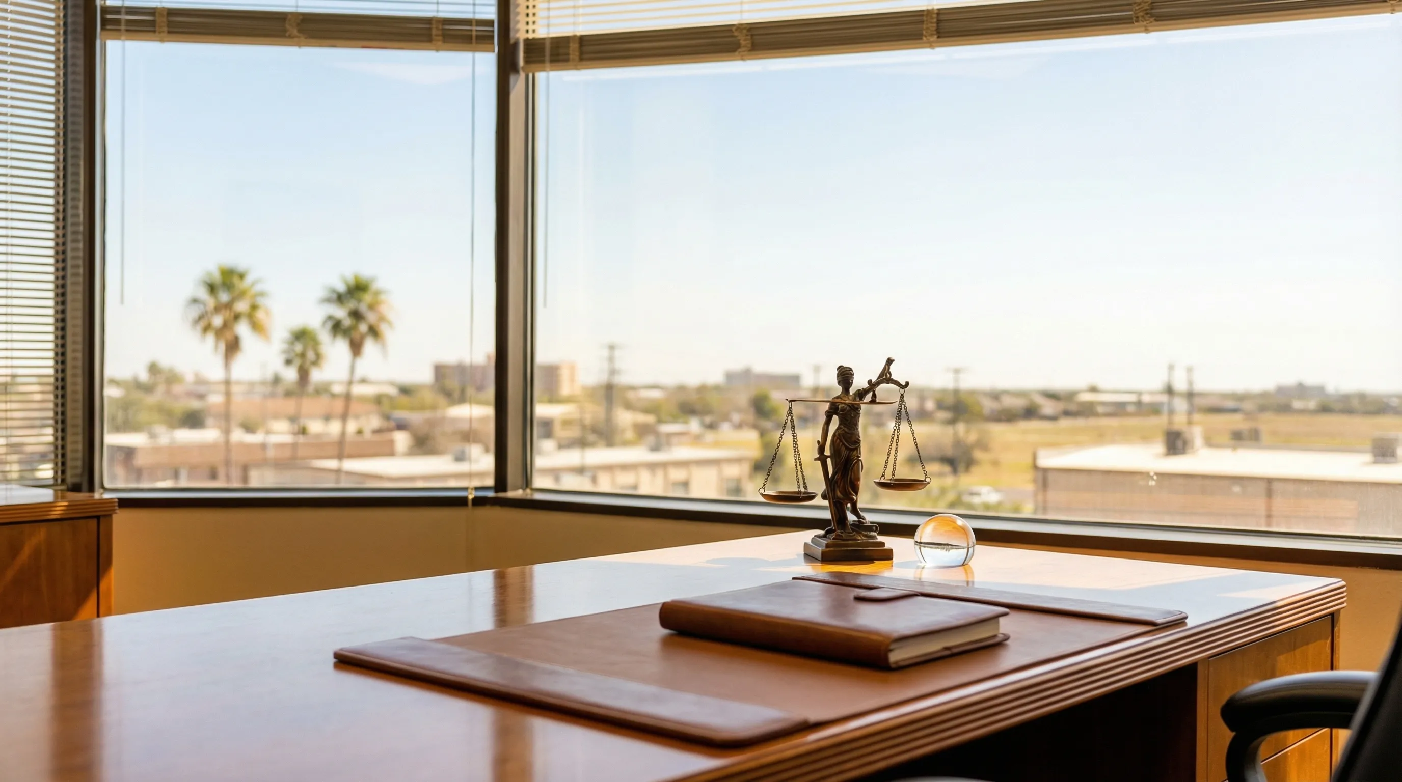 Professional personal injury attorney consulting with a client in a Brownsville, TX law office