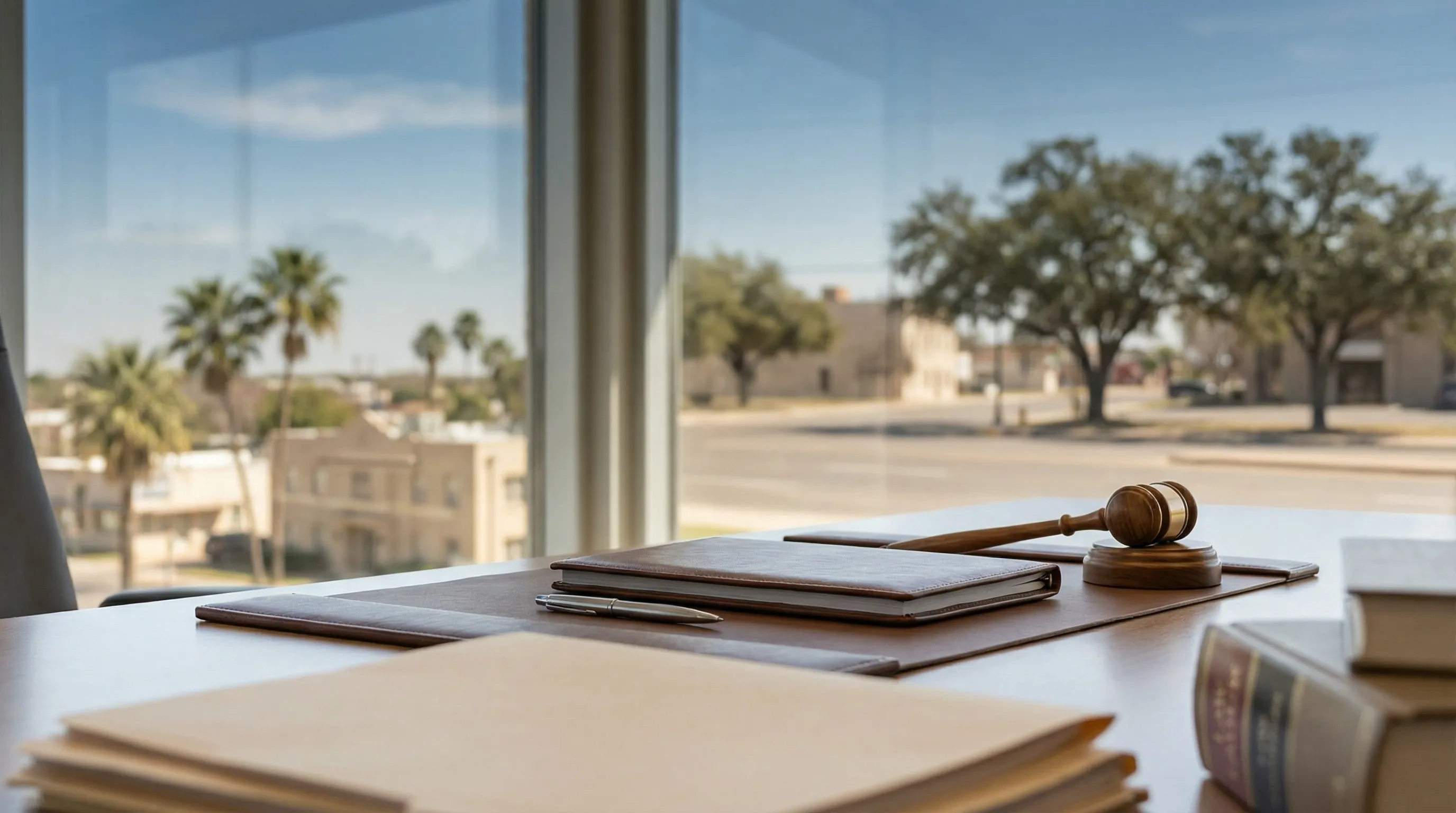 Professional personal injury attorney consulting with a client in a Brownsville, TX law office