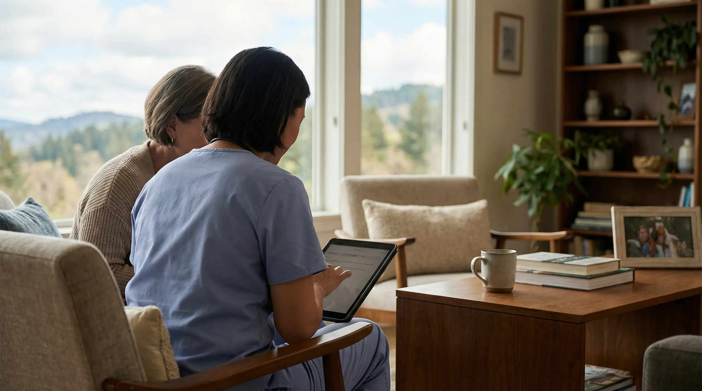 Professional caregiver assisting elderly resident at senior care facility in Springfield, MO