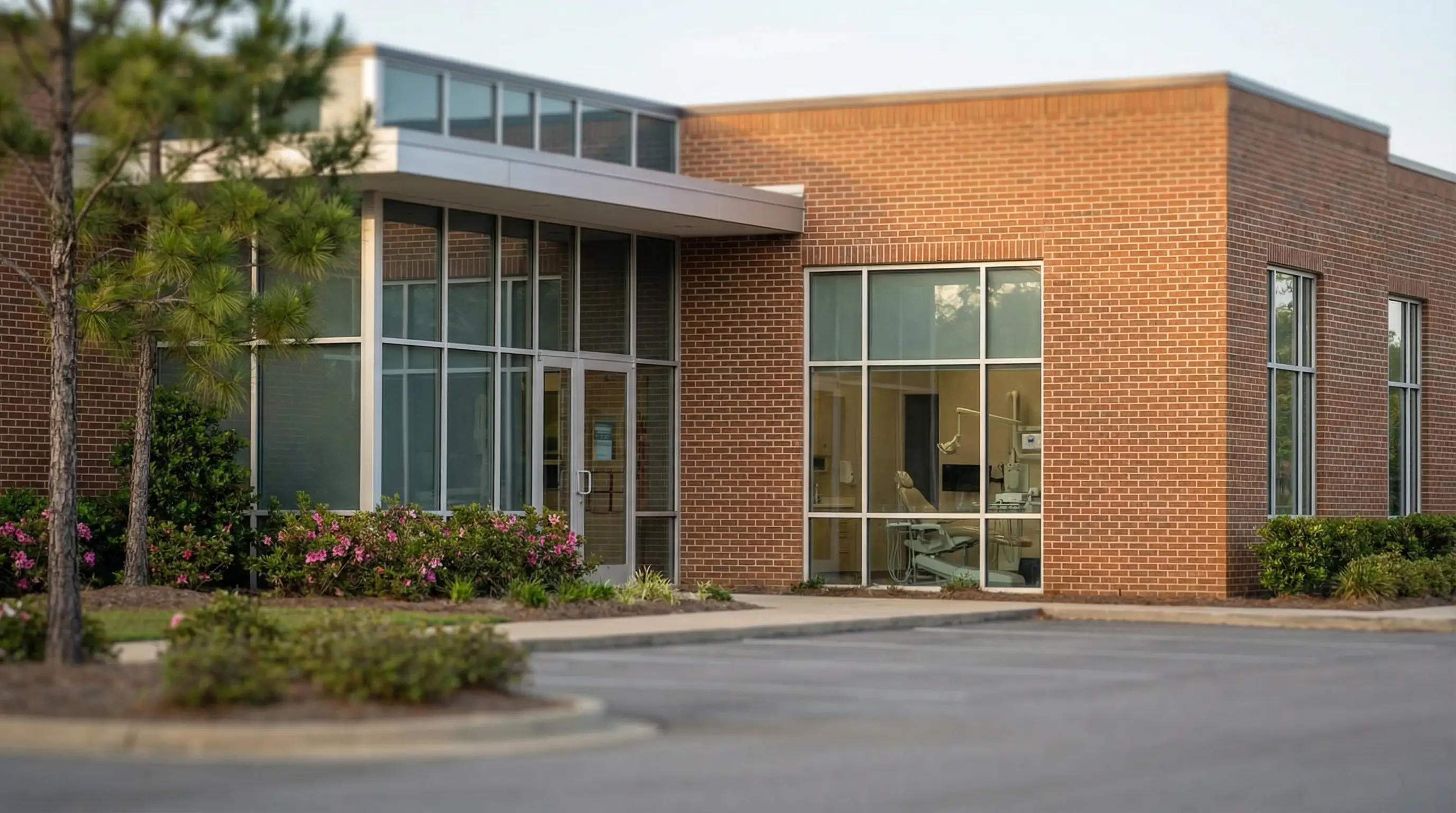 Professional dentist performing a dental examination on a patient in a modern dental office in Jackson, MS