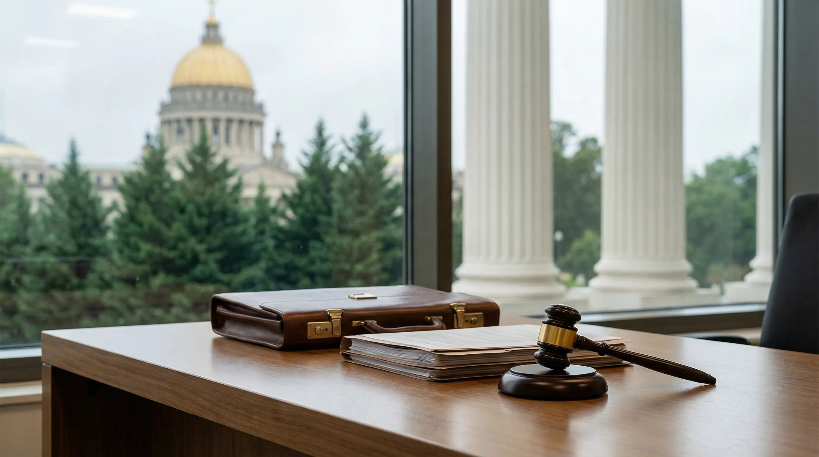 Professional personal injury law office consultation room in downtown Jackson, MS near the courthouse district